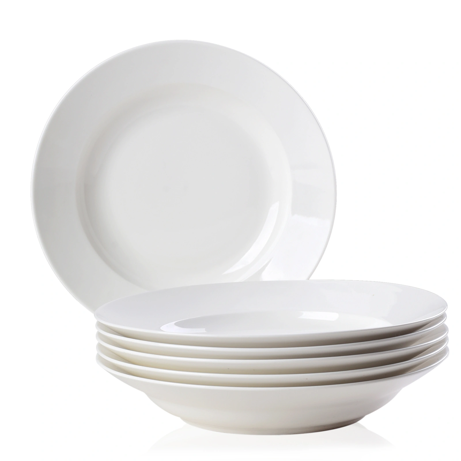 White Dinner Plates Set of 6, 9 Inch Salad Serving Modern Round Dishes - Dishwasher, Microwave, Oven Safe, Scratch Resistant, Smooth Glaze view 10
