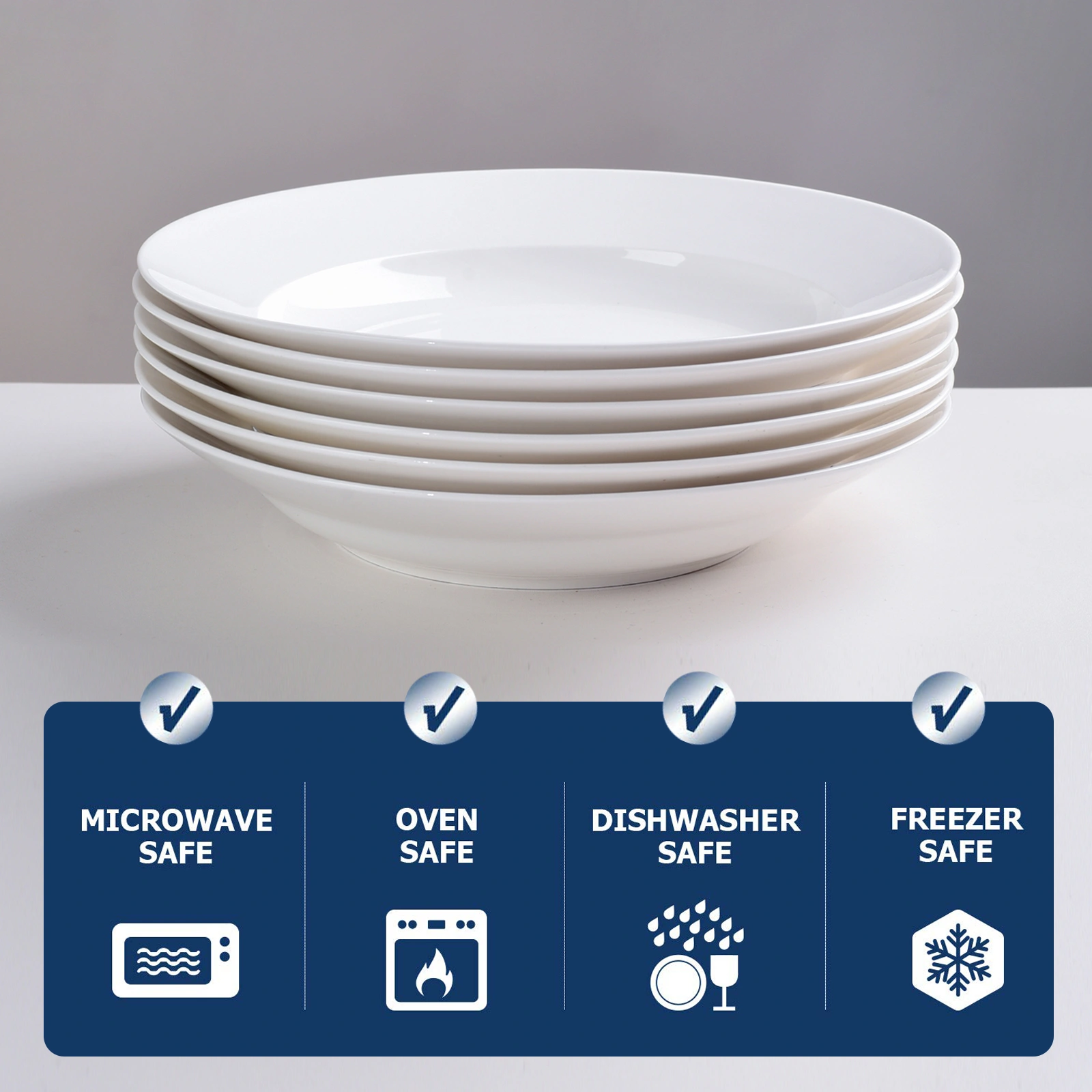 White Dinner Plates Set of 6, 9 Inch Salad Serving Modern Round Dishes - Dishwasher, Microwave, Oven Safe, Scratch Resistant, Smooth Glaze view 13