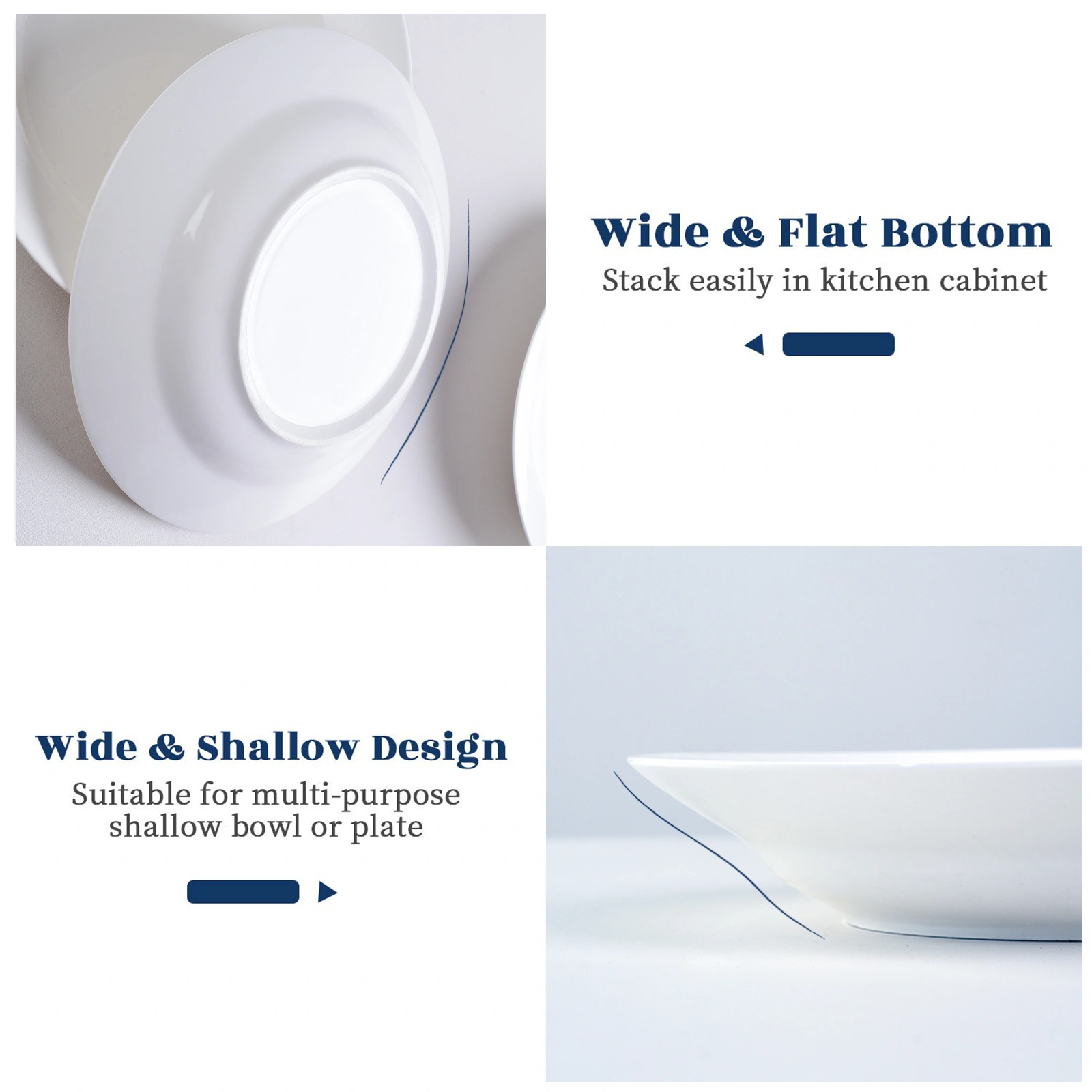 White Dinner Plates Set of 6, 9 Inch Salad Serving Modern Round Dishes - Dishwasher, Microwave, Oven Safe, Scratch Resistant, Smooth Glaze view 14