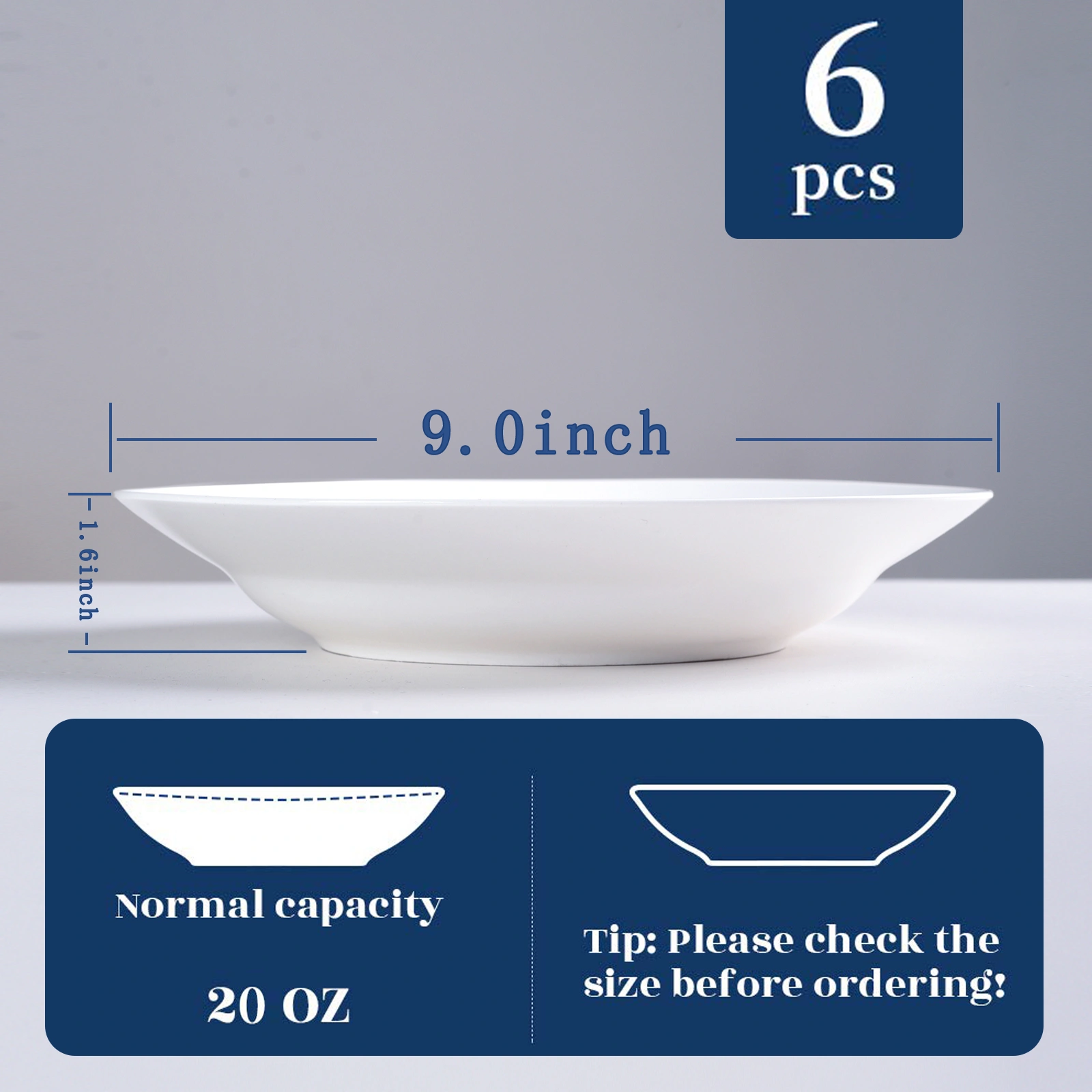 White Dinner Plates Set of 6, 9 Inch Salad Serving Modern Round Dishes - Dishwasher, Microwave, Oven Safe, Scratch Resistant, Smooth Glaze view 15