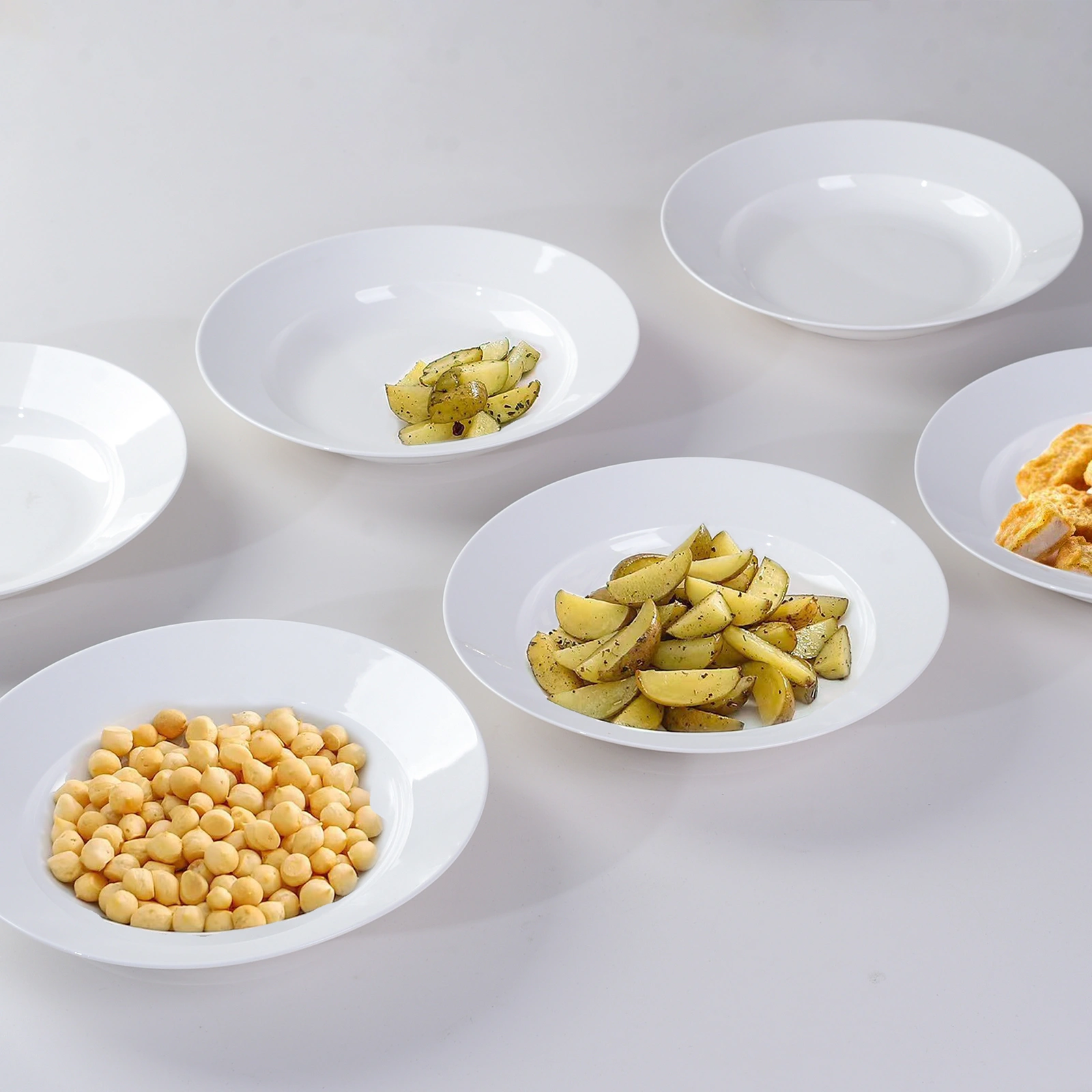 White Dinner Plates Set of 6, 9 Inch Salad Serving Modern Round Dishes - Dishwasher, Microwave, Oven Safe, Scratch Resistant, Smooth Glaze view 5