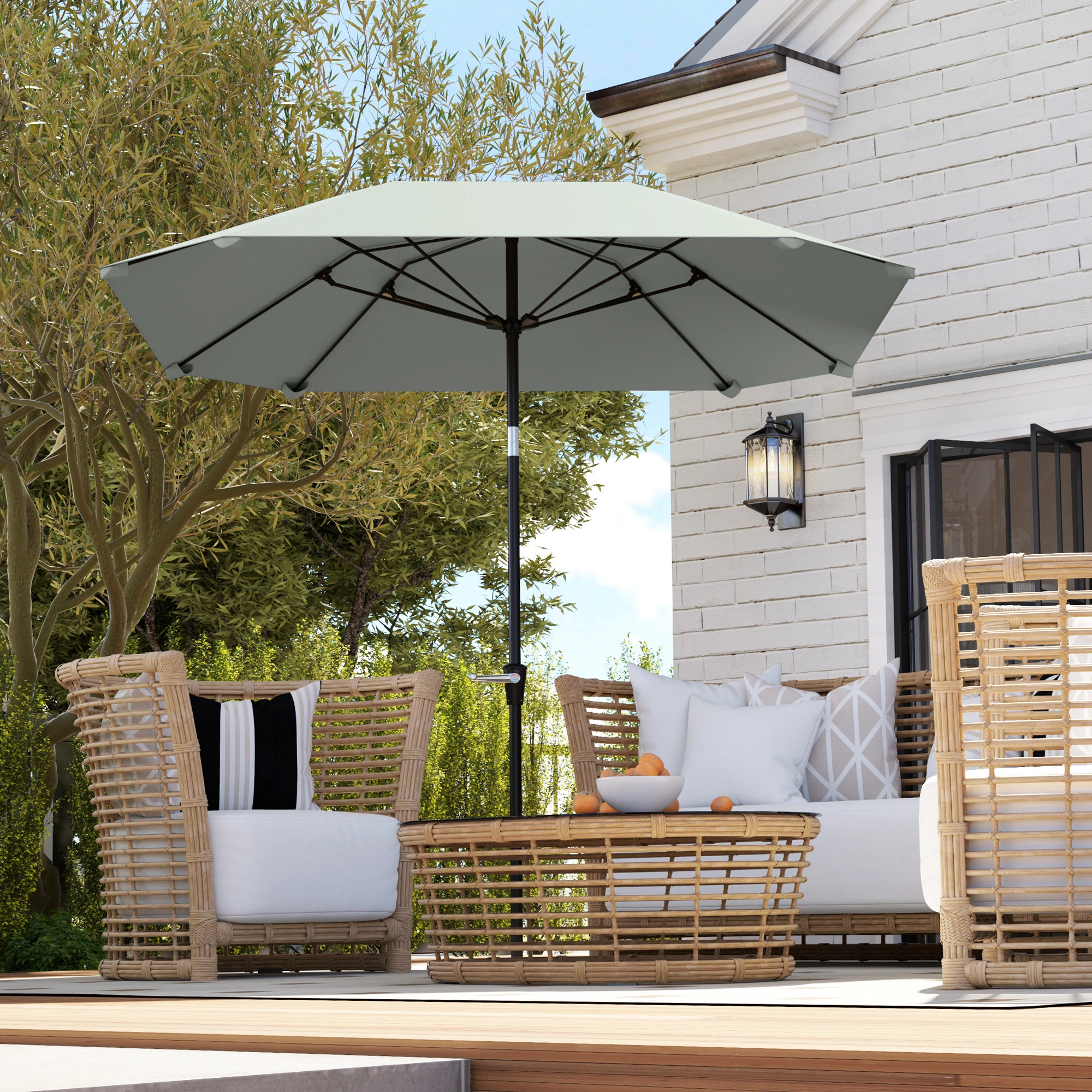 5 Piece Patio Umbrella Set, Outdoor Table Umbrella with Base, UV Protection, Easy Setup for Deck & Garden