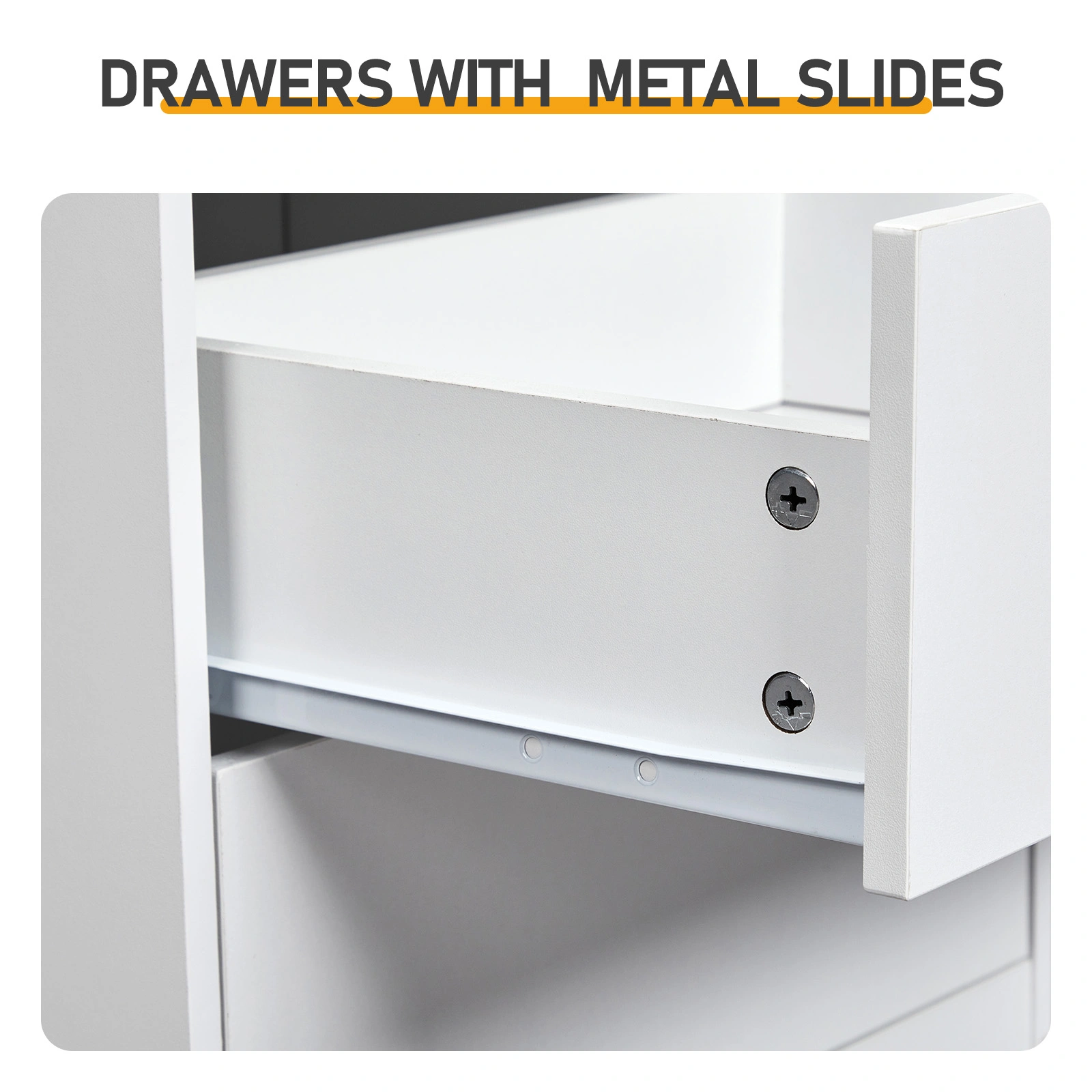 2 Drawers + 1 Shelf + 6-Shelf BedsideTable US Standard Power Supply (1 USB + 1 Type-C + 2 Triple-Prong) Storage Locker P2-12MM Particleboard Laminated Storage Cabinet 17.32*13.78*50in White view 10