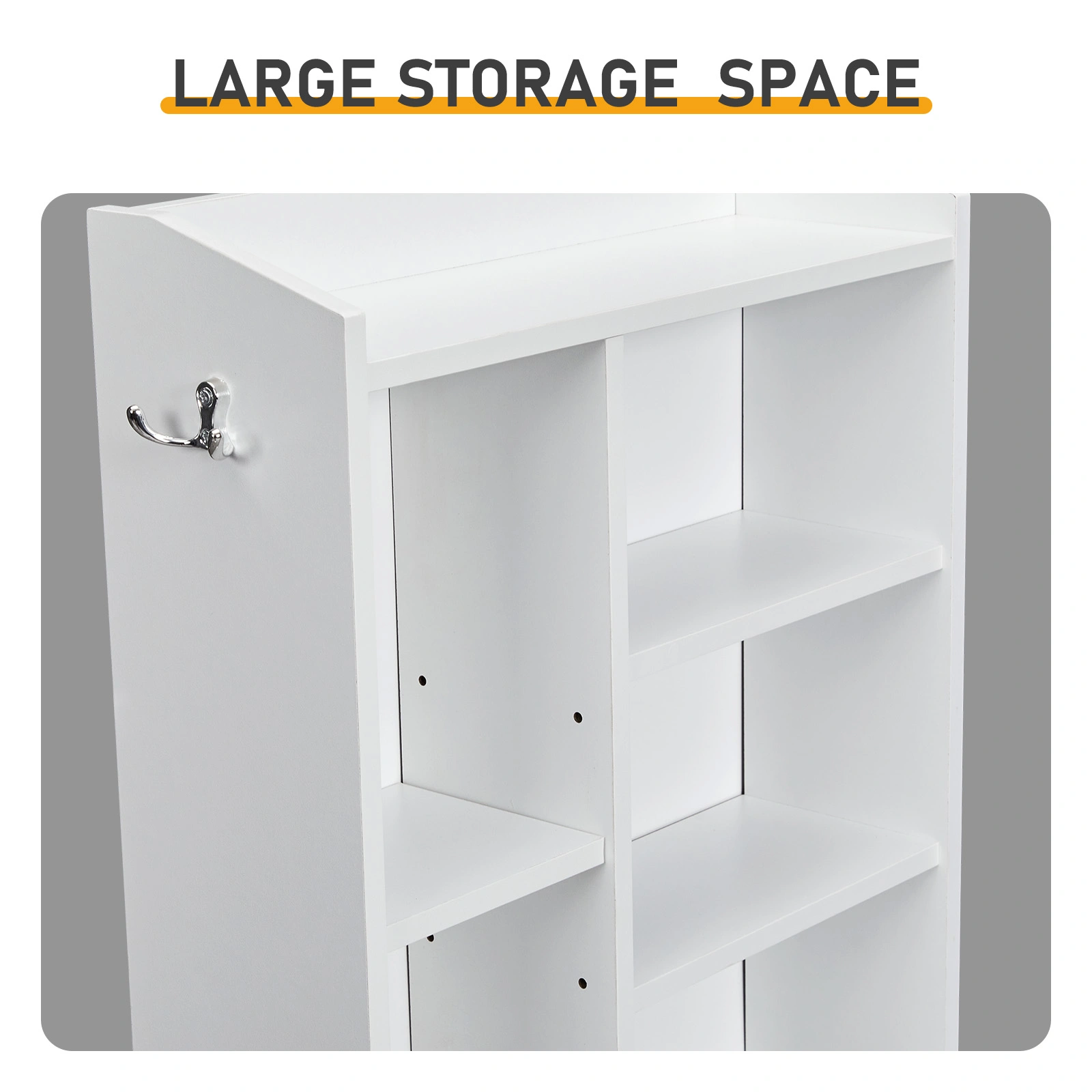2 Drawers + 1 Shelf + 6-Shelf BedsideTable US Standard Power Supply (1 USB + 1 Type-C + 2 Triple-Prong) Storage Locker P2-12MM Particleboard Laminated Storage Cabinet 17.32*13.78*50in White view 6