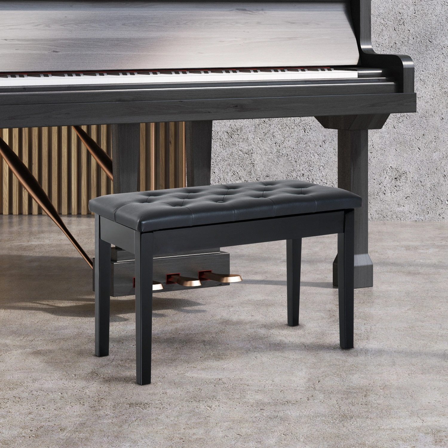 Adjustable Height Piano Bench Padded Keyboard Stool Seat for Home Studio Practice Room