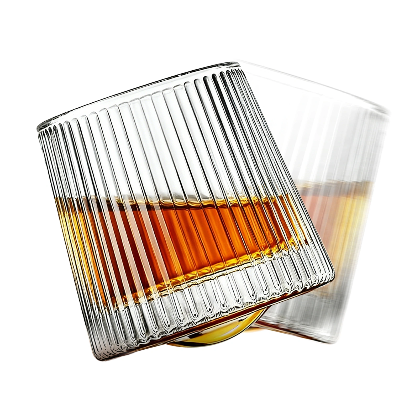 2-Piece Whisky Glass Tumbler Set, 160ml Ripple Design Whiskey Glasses