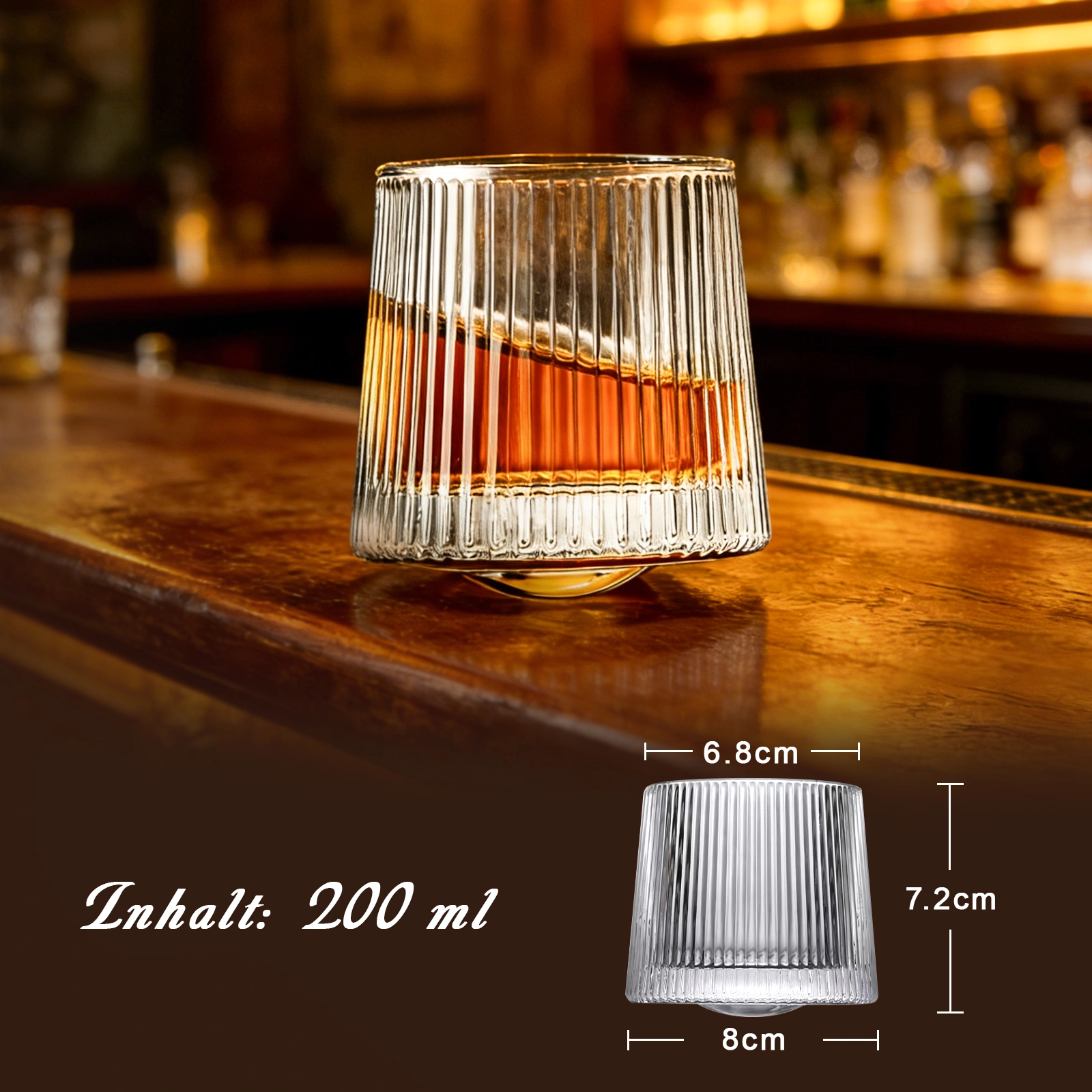 2-Piece Whisky Glass Tumbler Set, 160ml Ripple Design Whiskey Glasses view 3