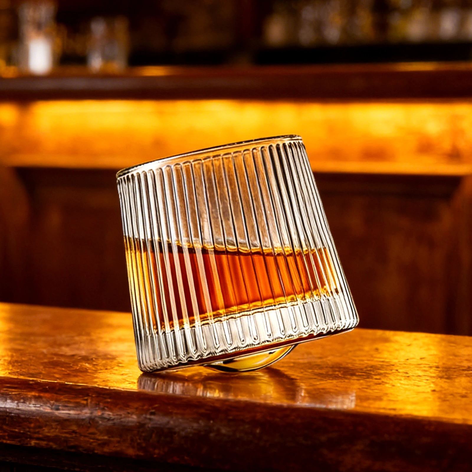 2-Piece Whisky Glass Tumbler Set, 160ml Ripple Design Whiskey Glasses view 5