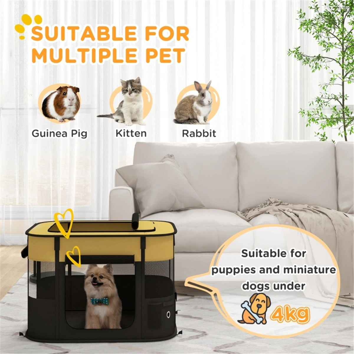 Portable Pet Carrier Bag for Small Dogs & Cats, Soft Sided Travel Backpack with Airline Approved Design, Comfortable and Ventilated, Black view 3