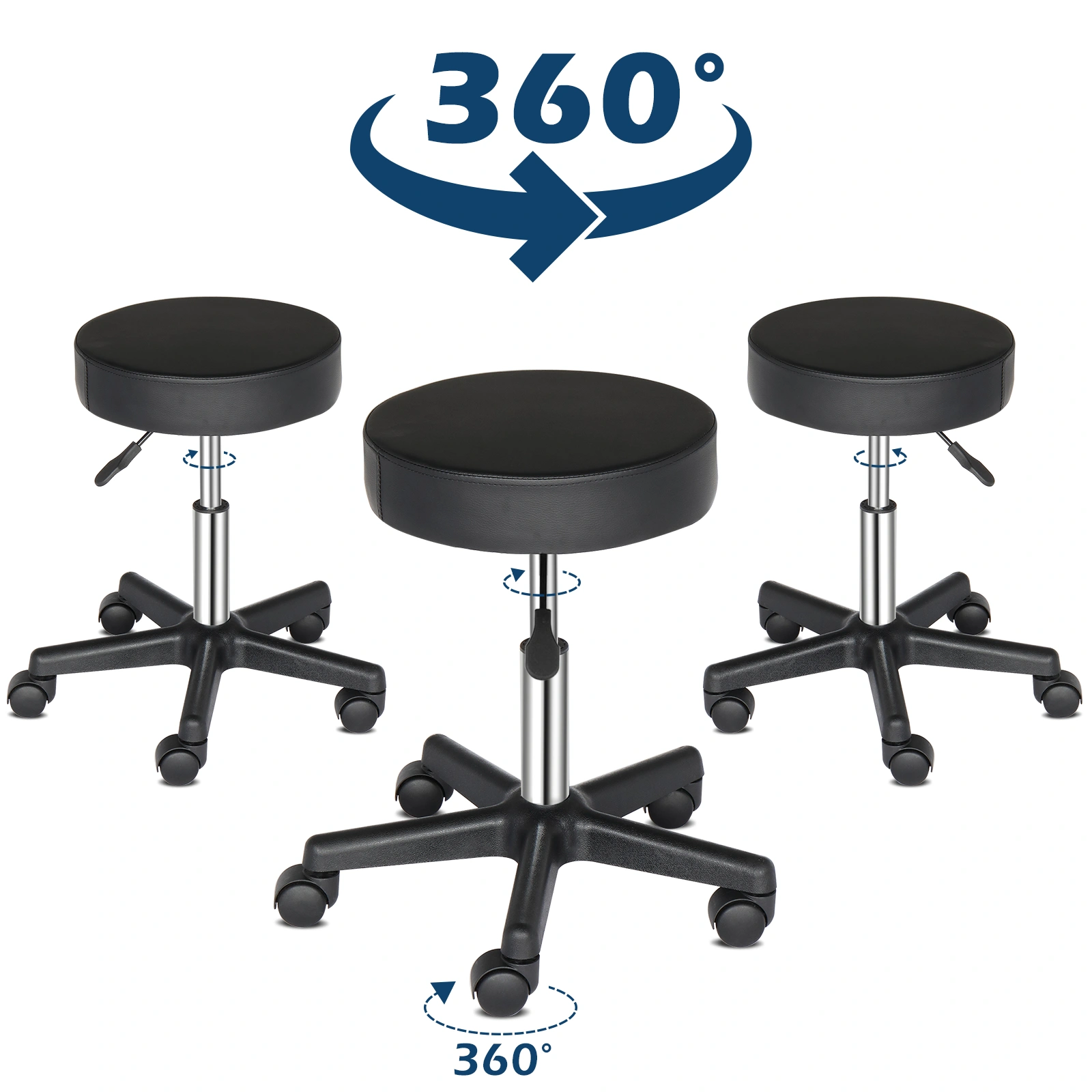 Round Stool Plastic Arch Feet Rotation Bar Stool Black view 16