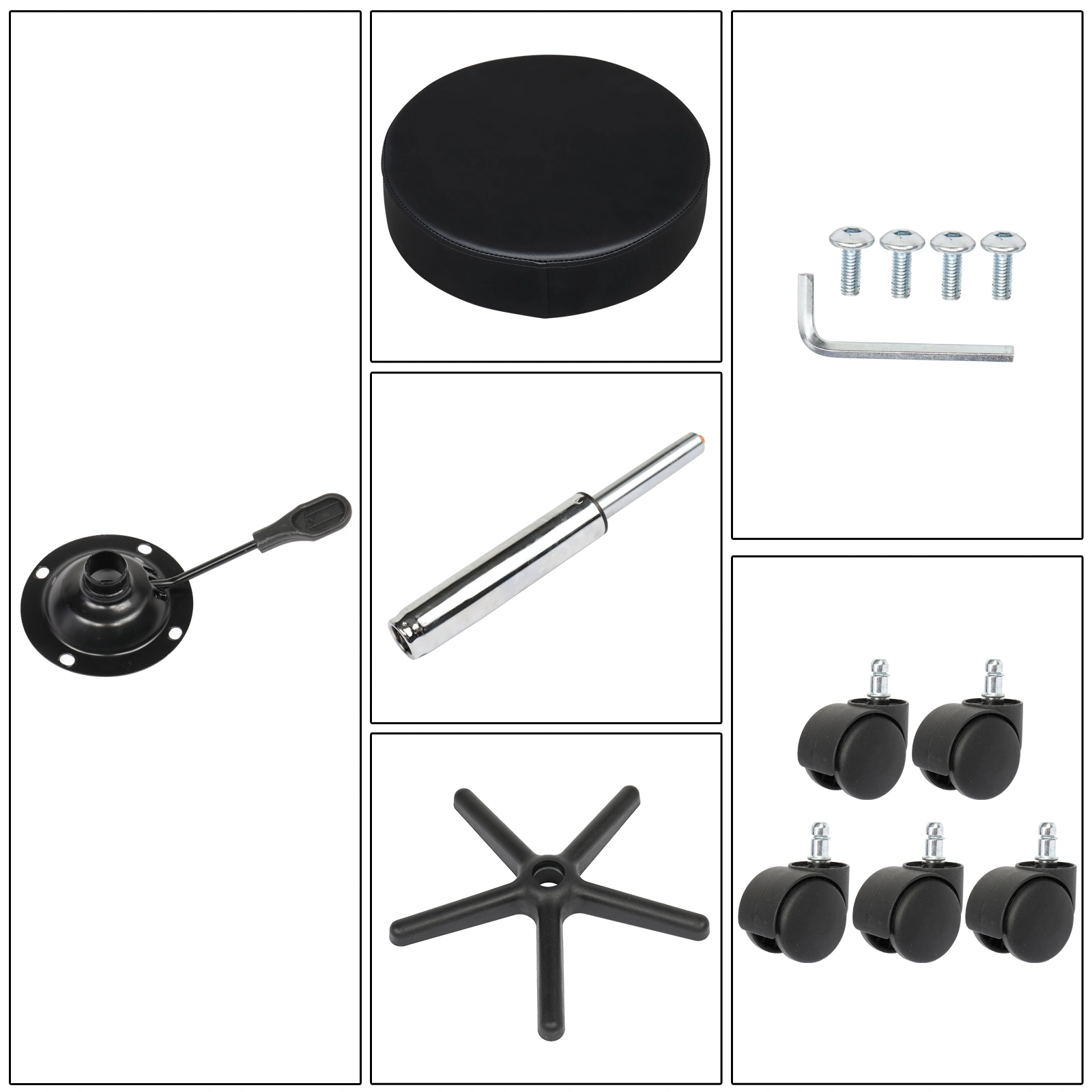 Round Stool Plastic Arch Feet Rotation Bar Stool Black view 17