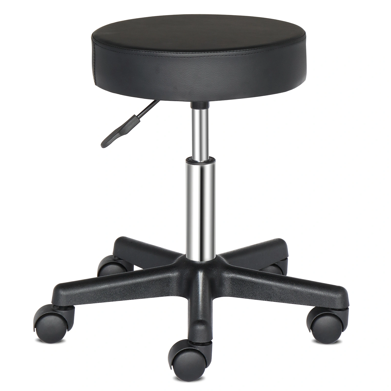 Round Stool Plastic Arch Feet Rotation Bar Stool Black view 3