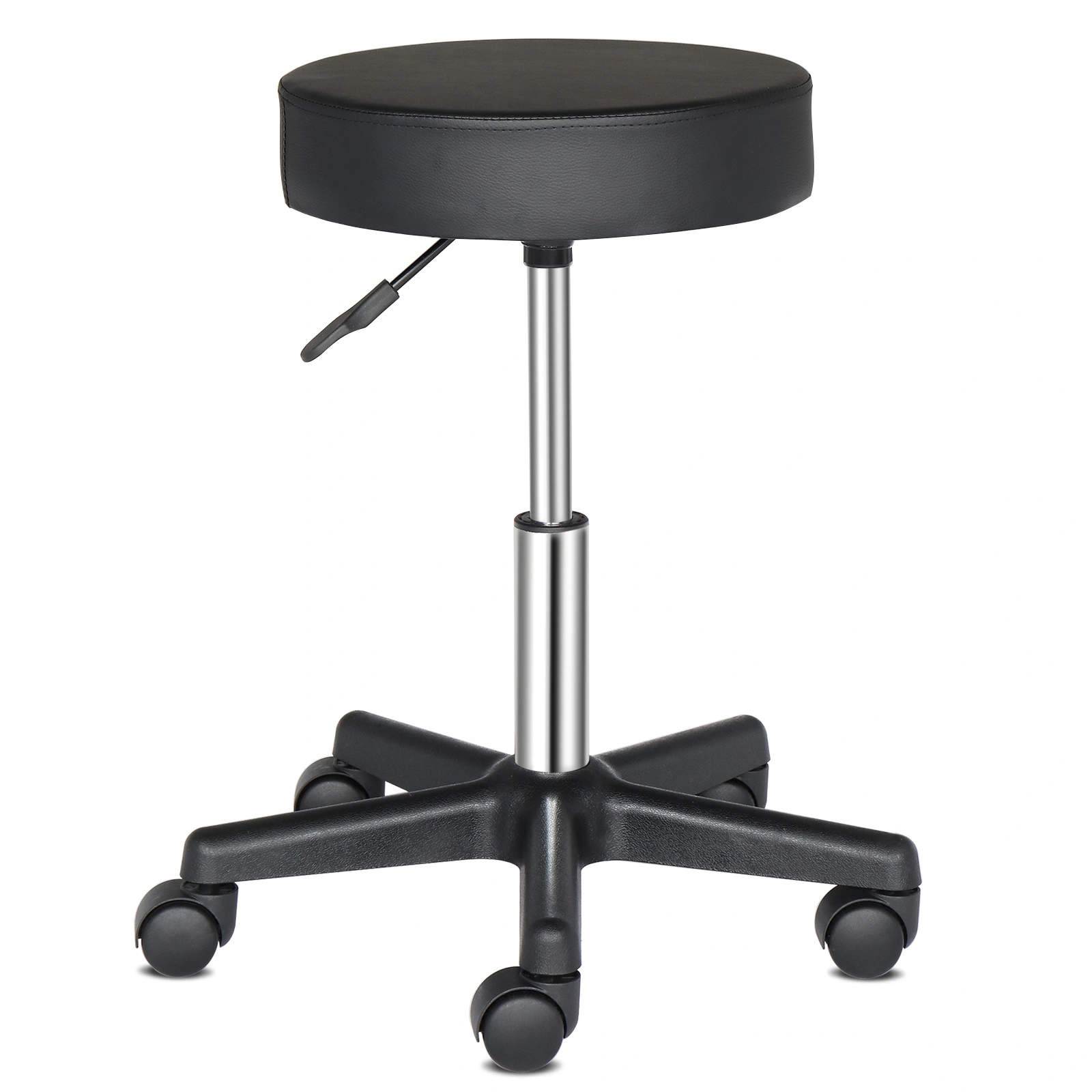 Round Stool Plastic Arch Feet Rotation Bar Stool Black view 4