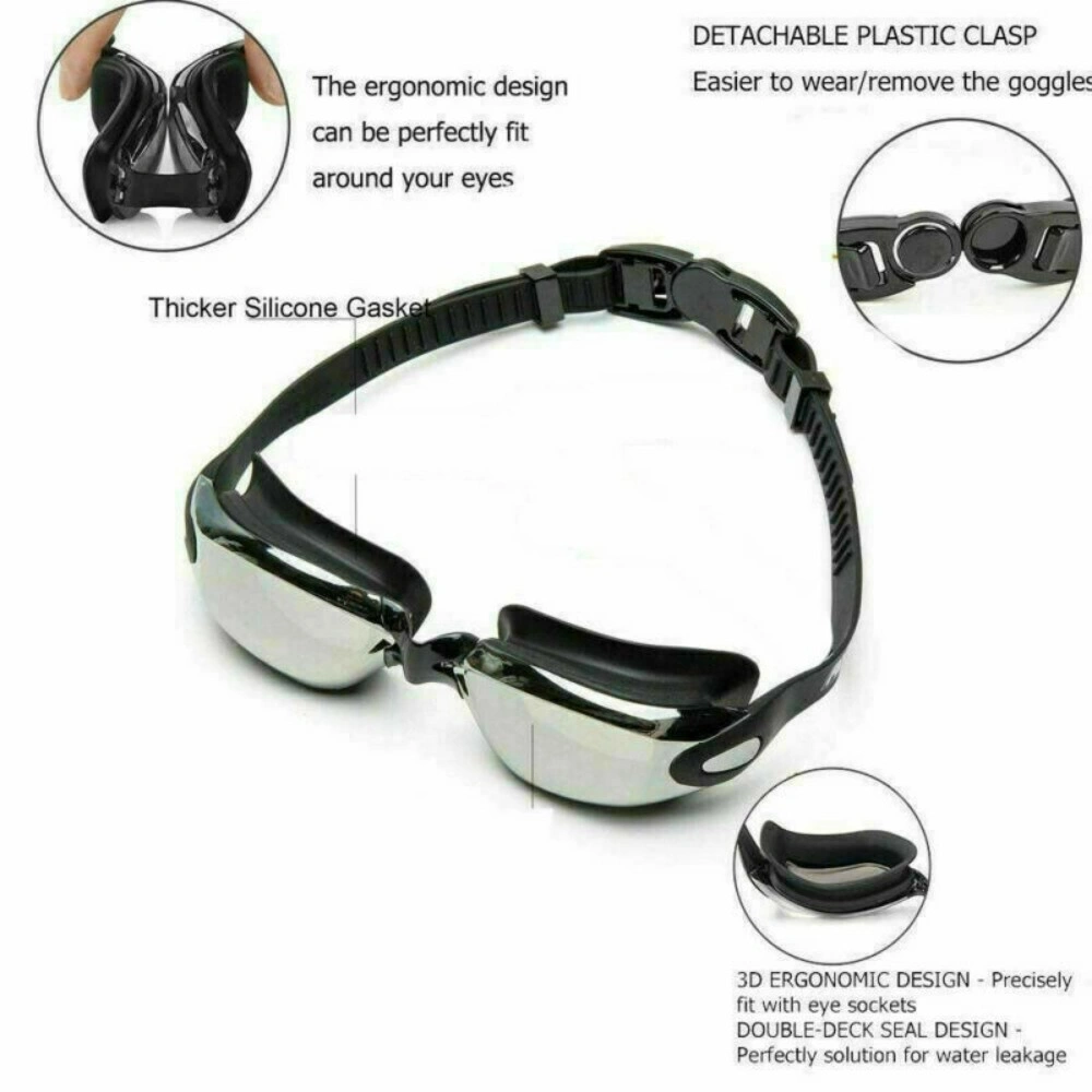 Adjustable Anti-Fog Swimming Goggles Ultra-Clear Vision Trunks for Men Women Adult Kids view 3