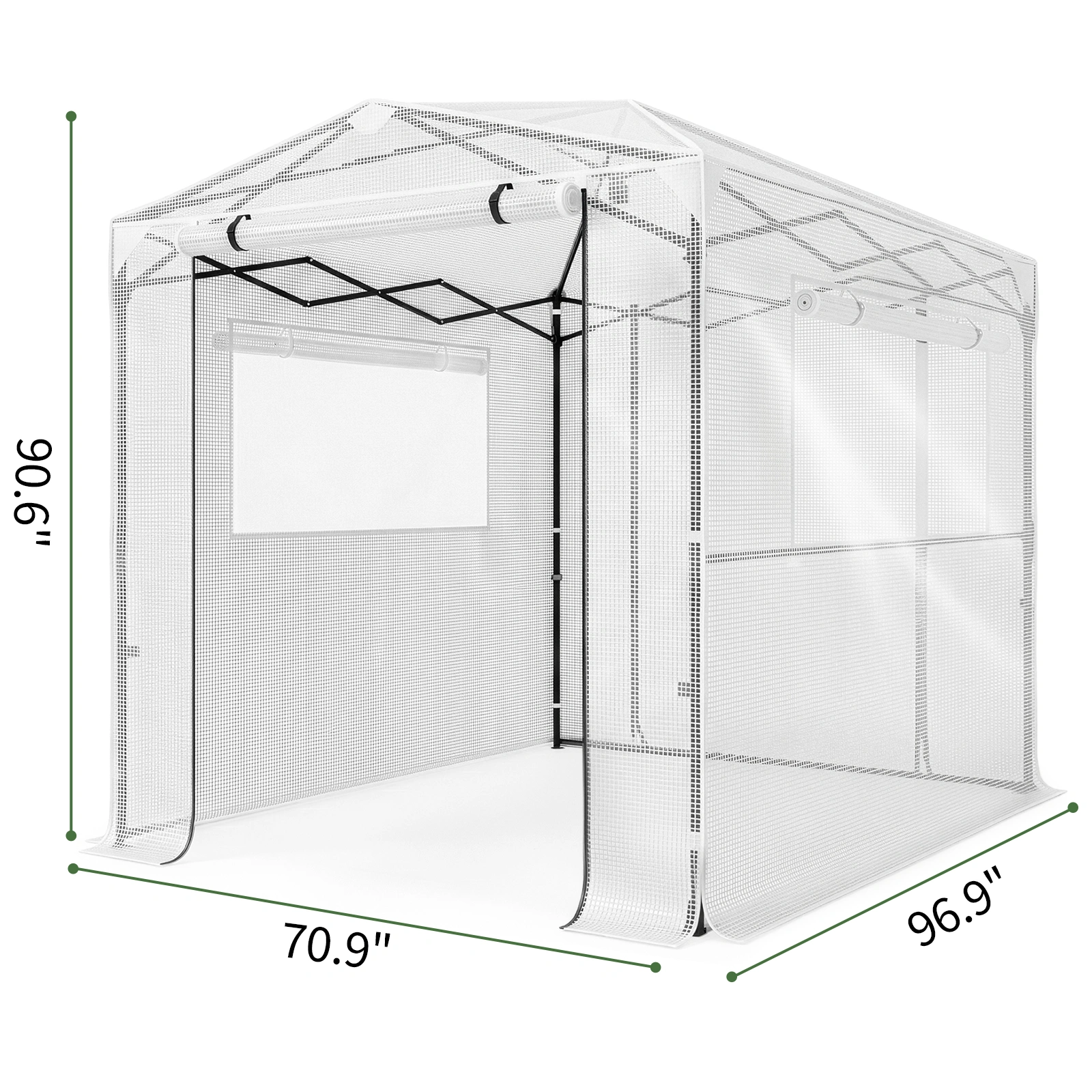 8*6ft Plastic Sprayed Iron Pipe PE Mesh Foldable Greenhouse Shed White view 2