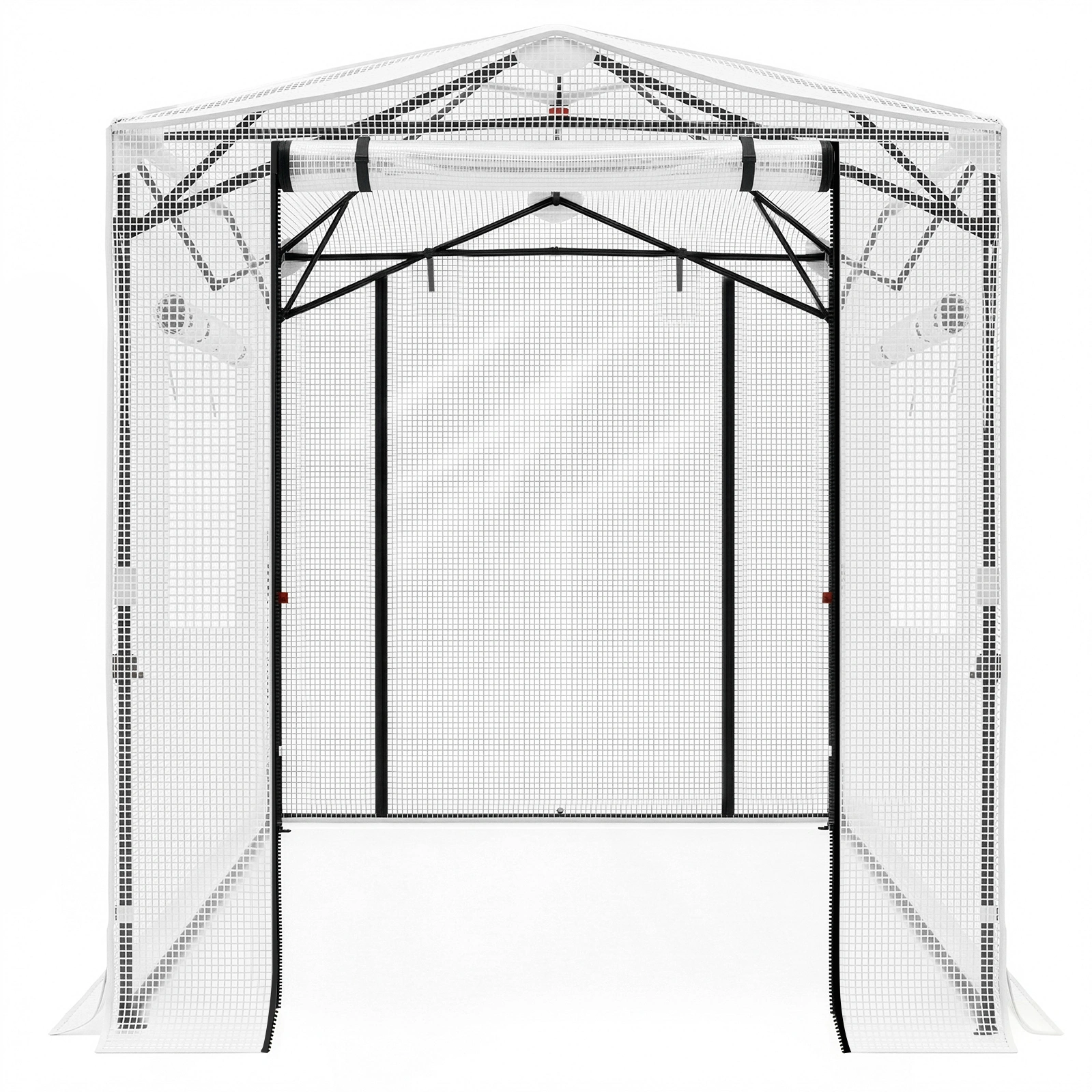 8*6ft Plastic Sprayed Iron Pipe PE Mesh Foldable Greenhouse Shed White view 4