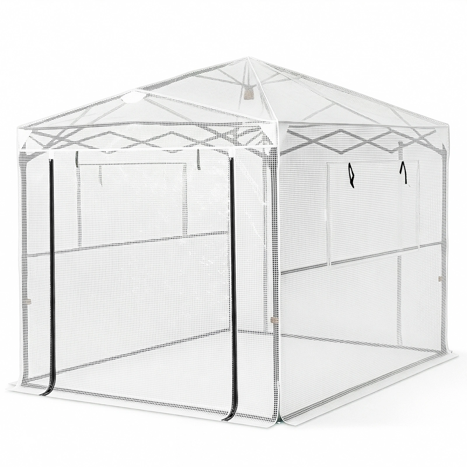 8*6ft Plastic Sprayed Iron Pipe PE Mesh Foldable Greenhouse Shed White view 6