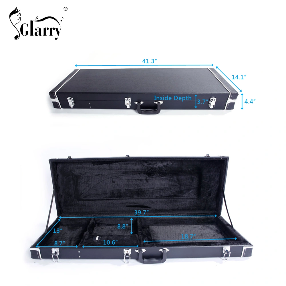 ST High Grade Electric Guitar Square Hard Case Microgroove Flat Black view 16