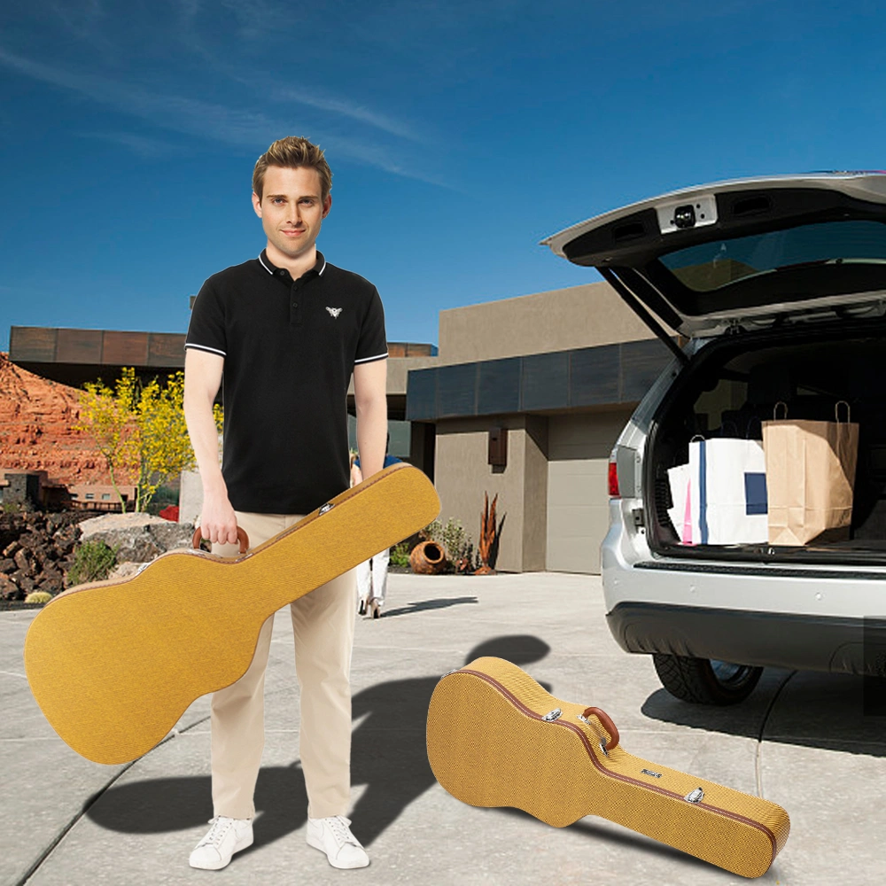 41" Folk Guitar Hardshell Carrying Case Fits Most Acoustic Guitars Microgroove Flat Yellow view 11