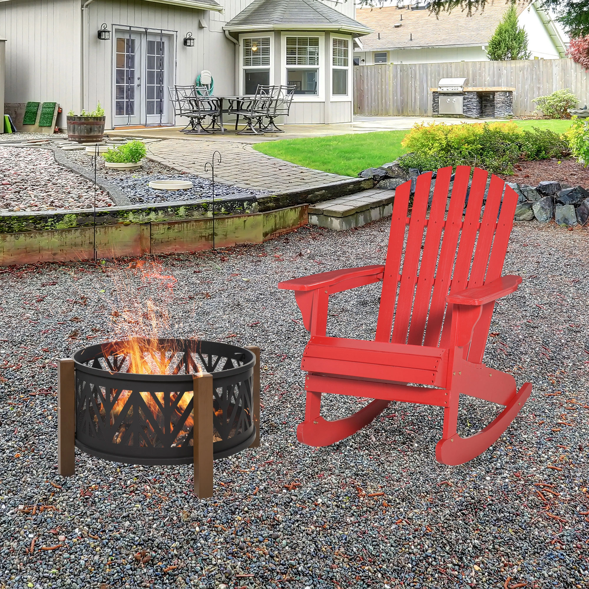 Garden Rocking Chair - Outdoor Patio Chair for Porch, Deck & Garden Relaxation