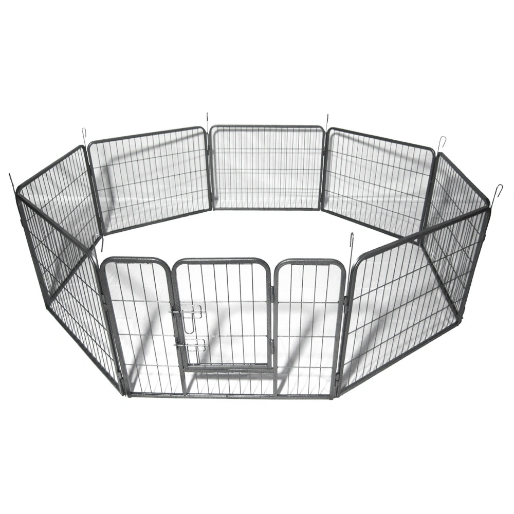 24" Heavy Duty Dog Playpen, 8-Panel Metal Exercise Fence with Hammigrid for Indoor/Outdoor Pets, Silver