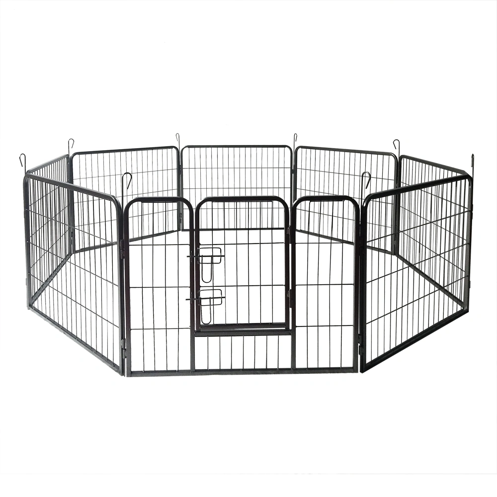 24" Heavy Duty Dog Playpen, 8-Panel Metal Exercise Fence with Hammigrid for Indoor/Outdoor Pets, Silver view 2