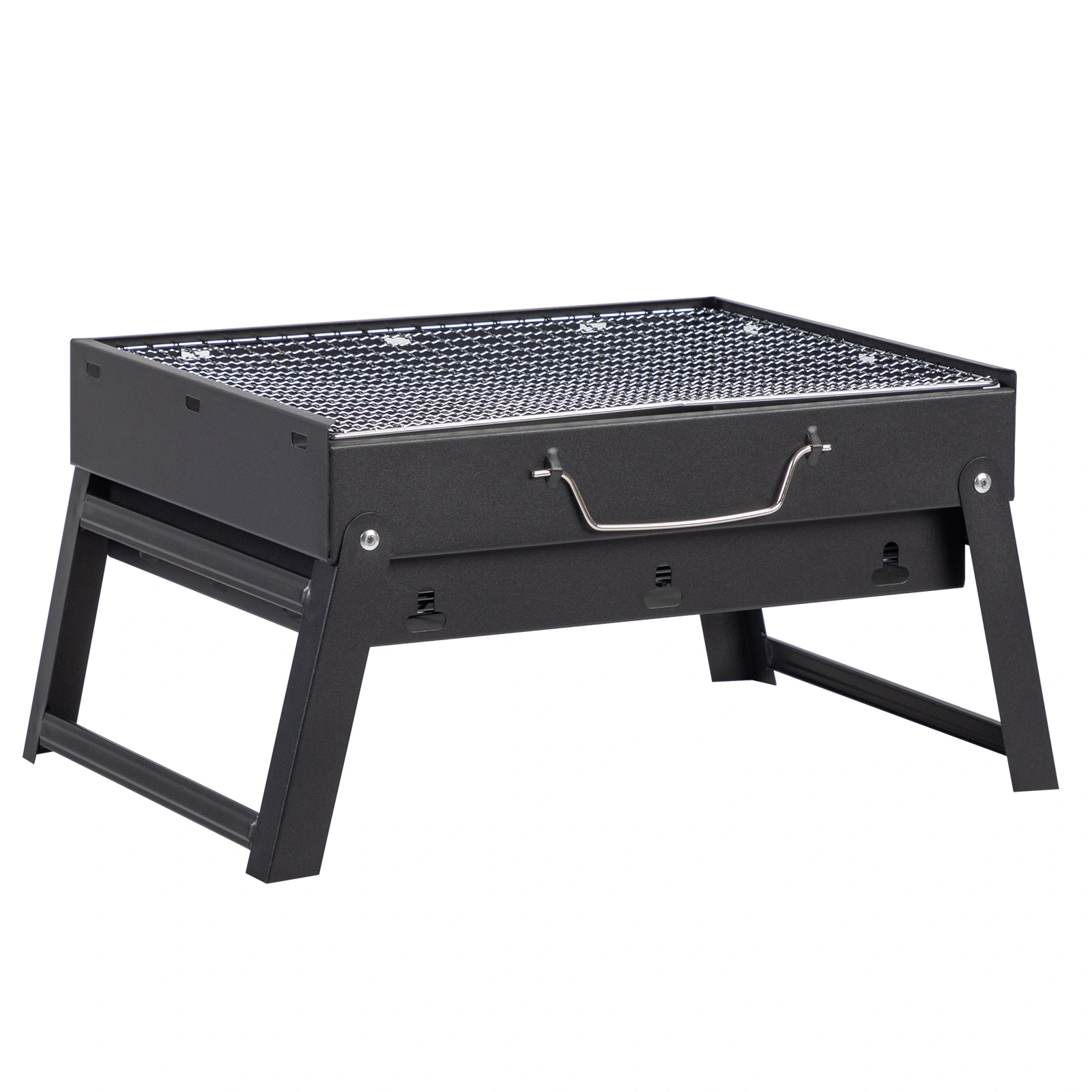 Portable Folding Charcoal BBQ Grill Compact Lightweight Portable Grill with Folding Legs Camping Backyard view 3