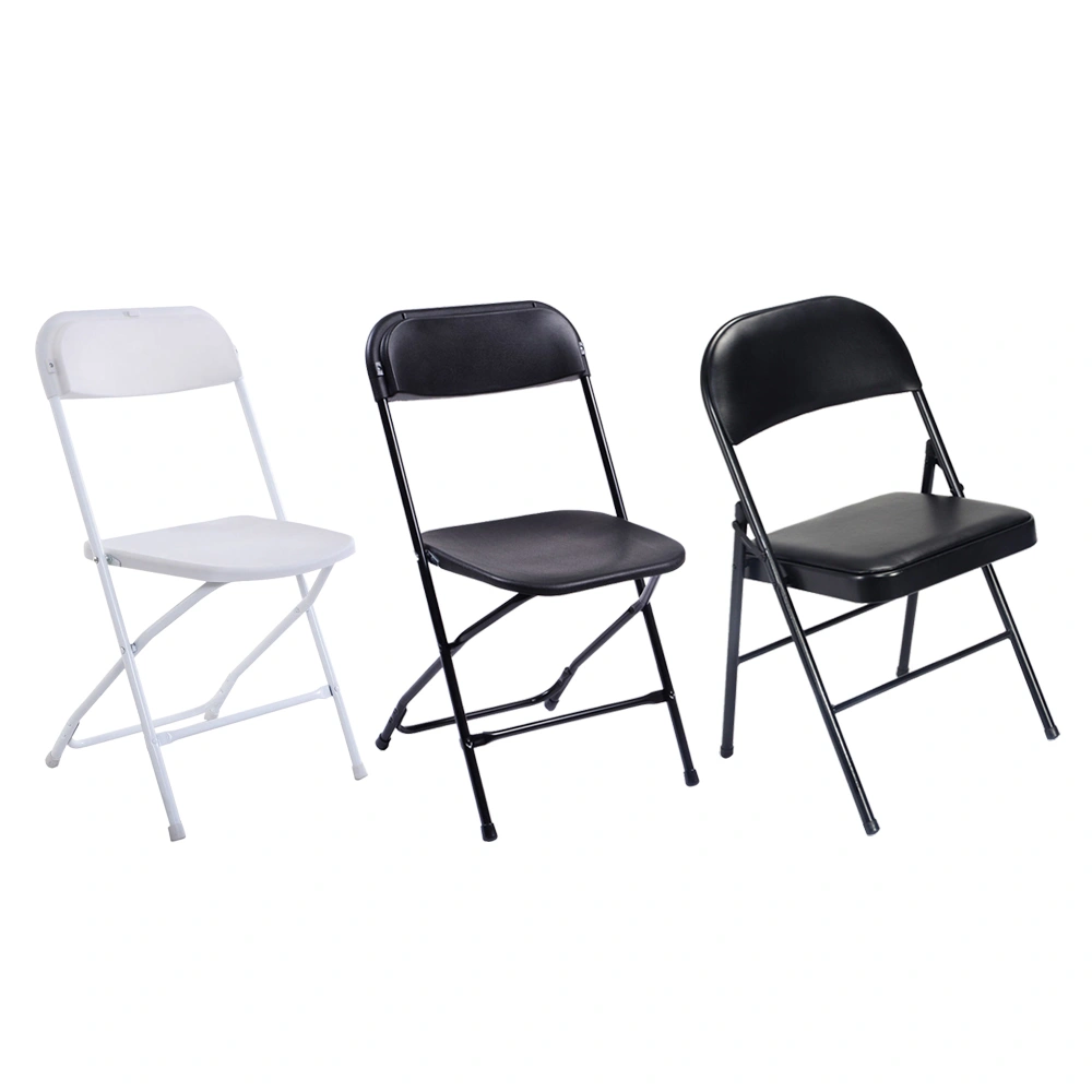 4pcs Elegant Foldable Iron & PVC Chairs for Convention & Exhibition Black view 22