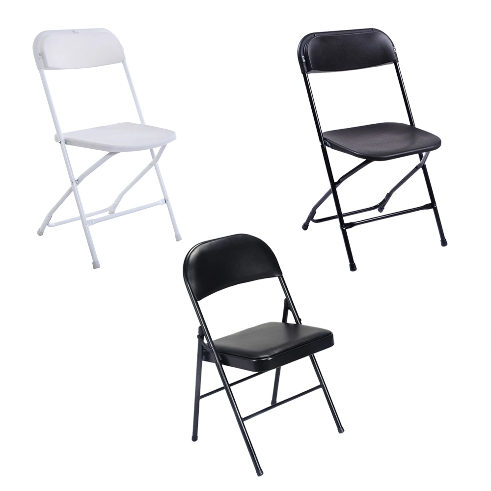 4pcs Elegant Foldable Iron & PVC Chairs for Convention & Exhibition Black view 23