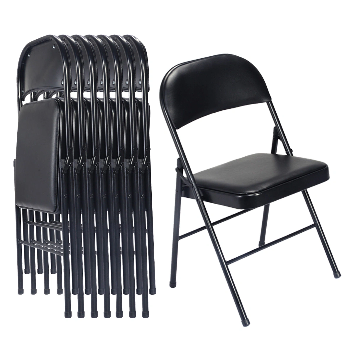 4pcs Elegant Foldable Iron & PVC Chairs for Convention & Exhibition Black view 27