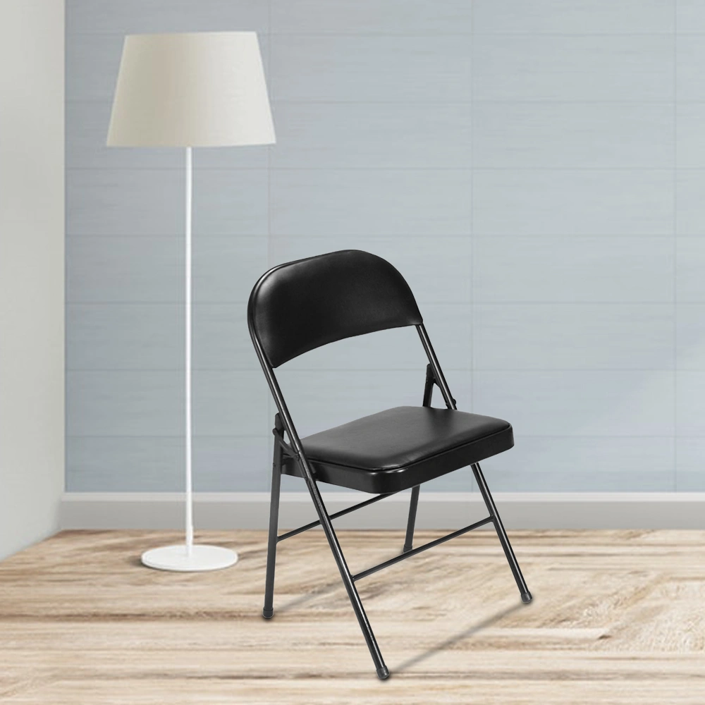 4pcs Elegant Foldable Iron & PVC Chairs for Convention & Exhibition Black view 40
