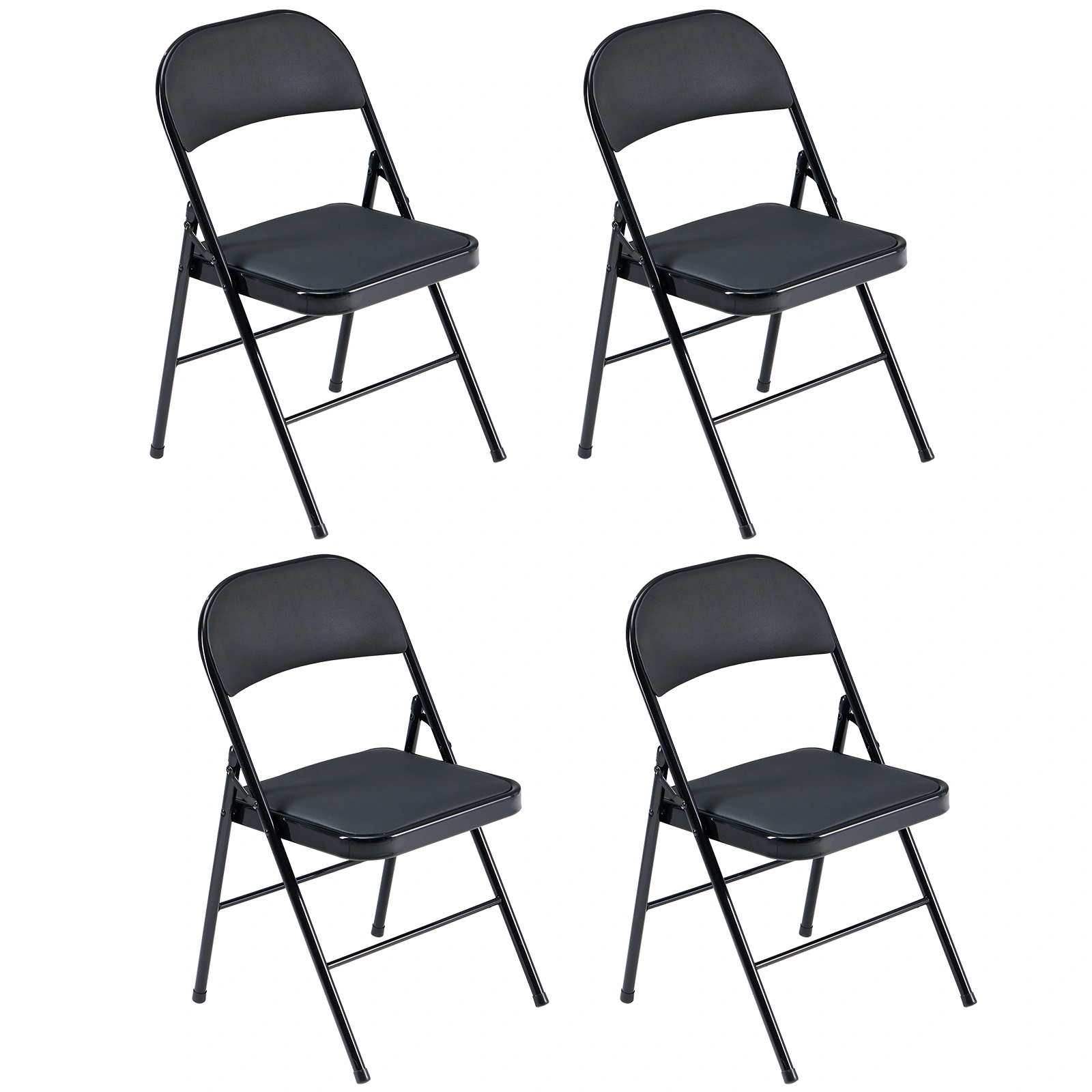 4pcs Elegant Foldable Iron & PVC Chairs for Convention & Exhibition Black view 56