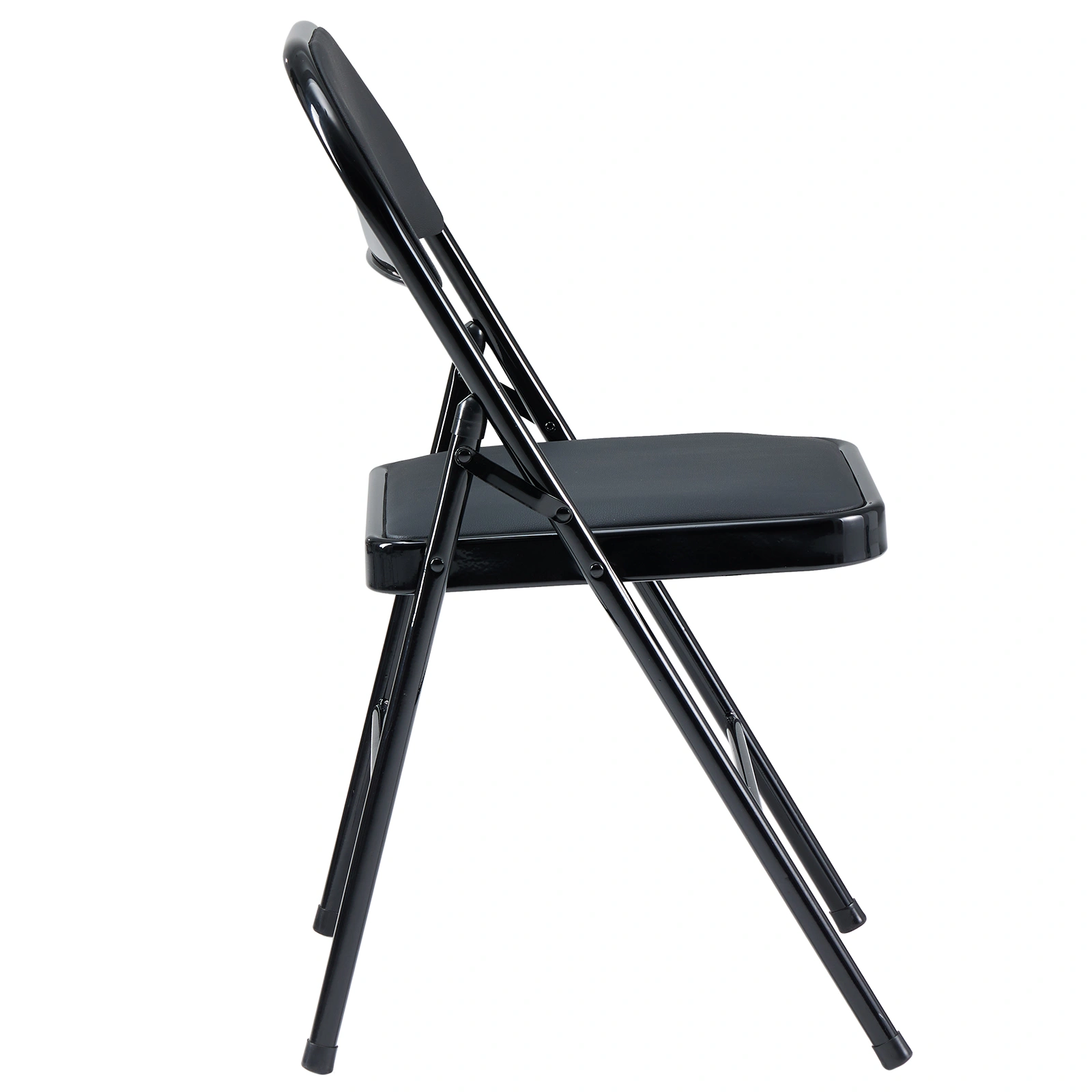 4pcs Elegant Foldable Iron & PVC Chairs for Convention & Exhibition Black view 59