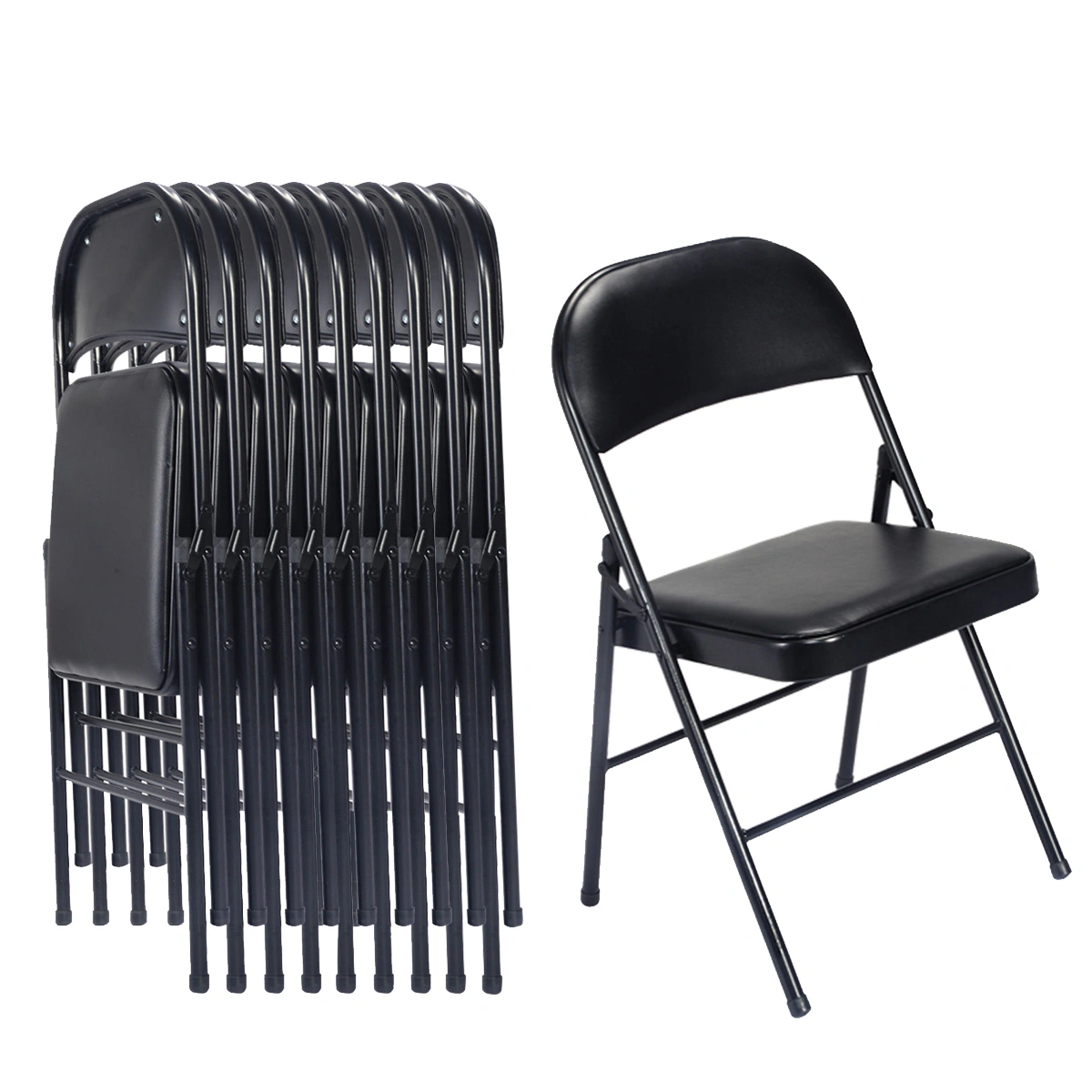 4pcs Elegant Foldable Iron & PVC Chairs for Convention & Exhibition Black view 64