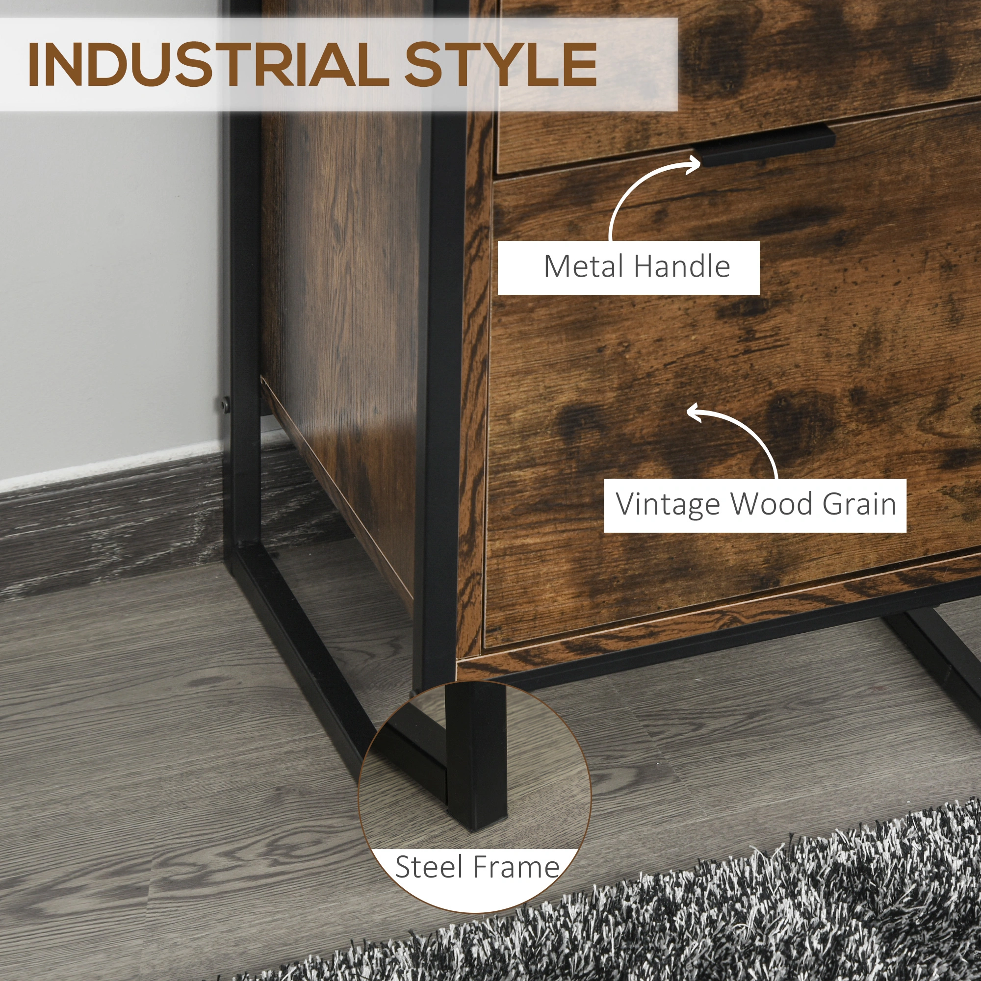 Set of 2 Modern Bedside Tables, Small Nightstands with Storage Shelf for Bedroom Living Room view 5