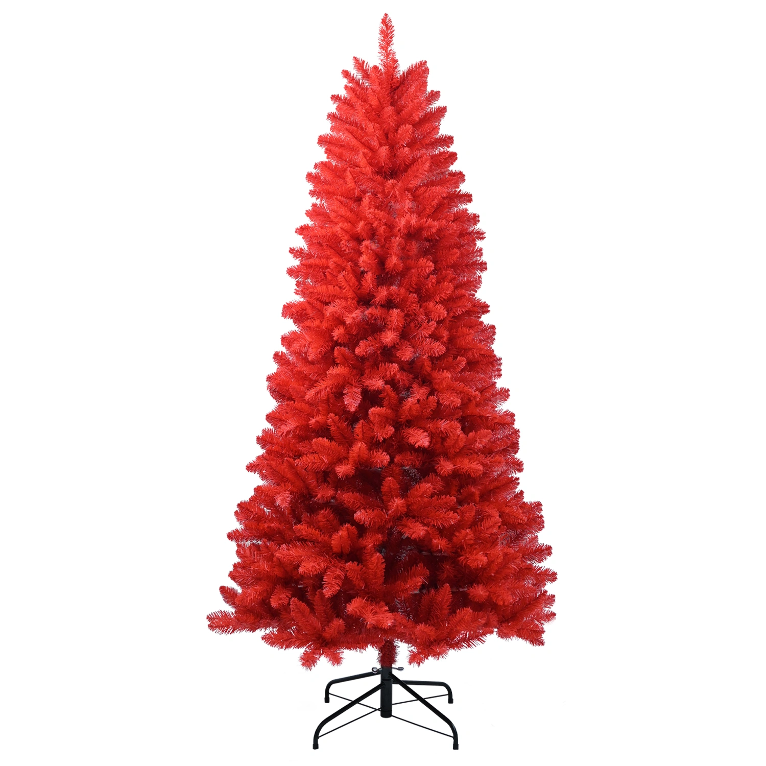 5FT Red Christmas Tree, Pure Red PVC with 624 Tips, Hinged Branches, Stable Metal Stand, Bold Holiday Decor for Home & Office view 15