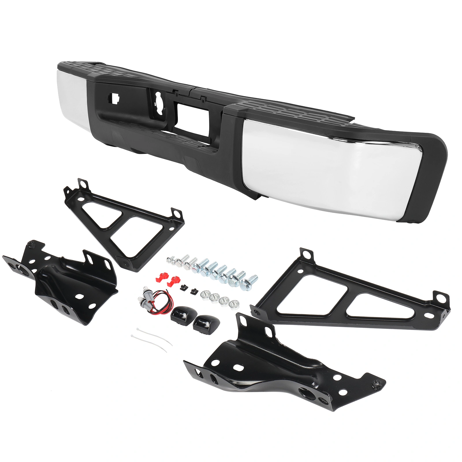 Pickup Rear Bumper Chevrolet Silverado 1500 2007-2013-Silver/Steel/No Hole view 2