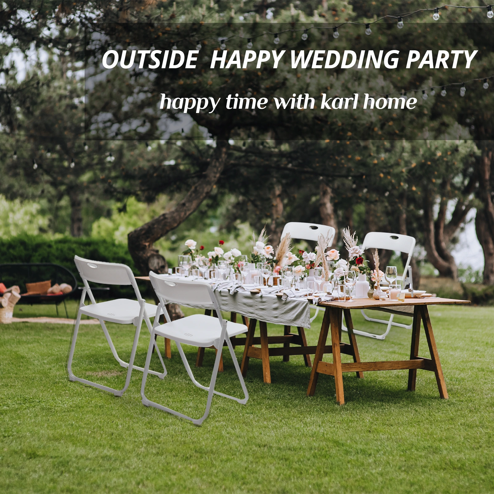 6 Pack Plastic Folding Chairs, Stackable Commercial Chairs, Portable Event Seats Indoor Outdoor for Home Event Party Picnic School Wedding, White view 4