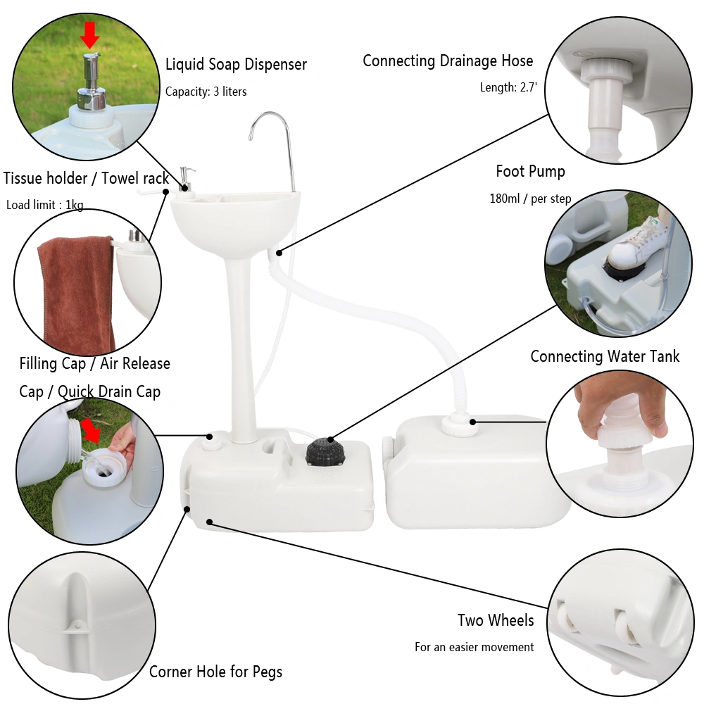 CHH-7701 562 Portable Removable Outdoor Hand Sink with 24L Recovery Tank view 7