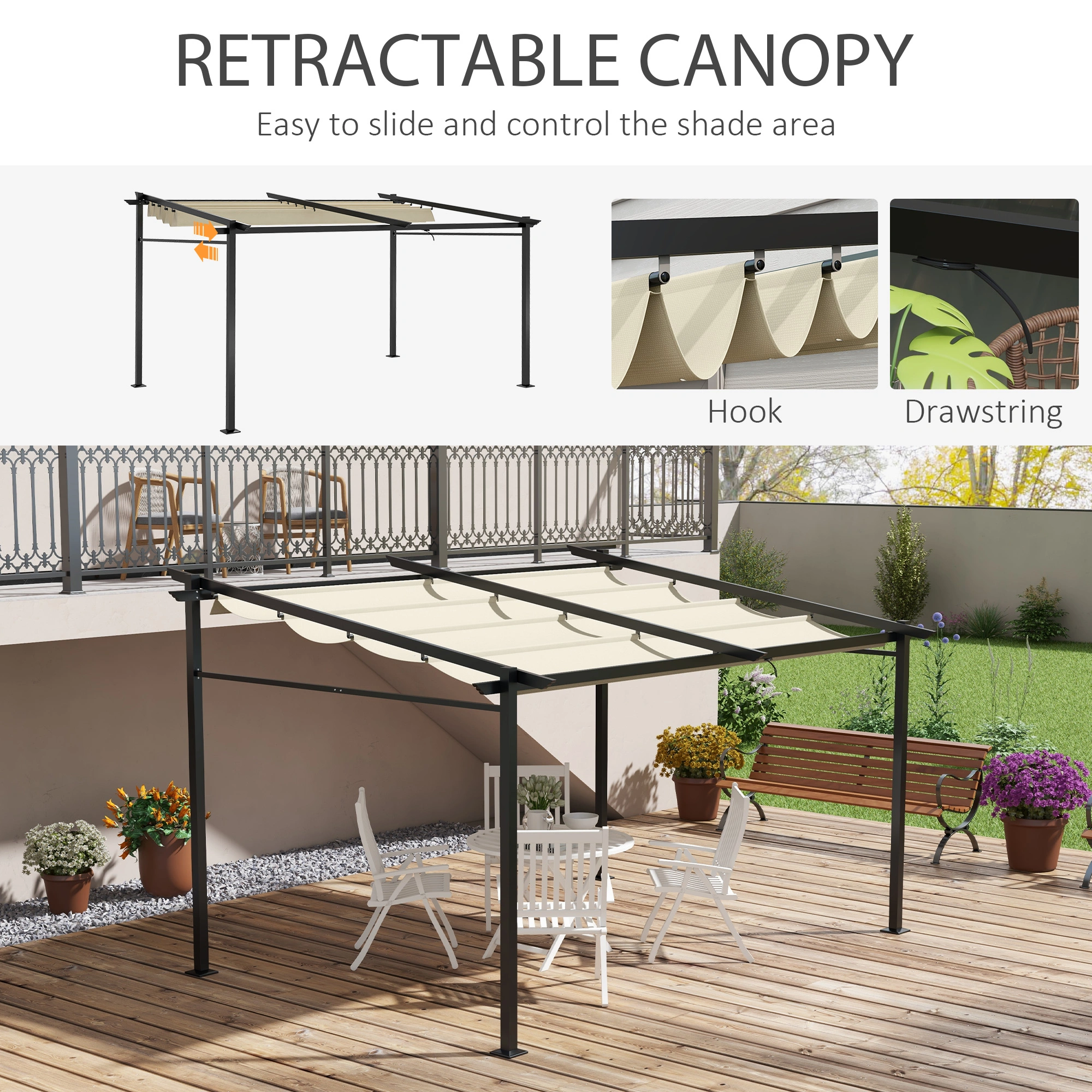 Sturdy Metal Frame Patio Gazebo / Pergola Gazebo, Outdoor Garden Canopy Tent, UV & Water Resistant Shade Structure for Patio view 2