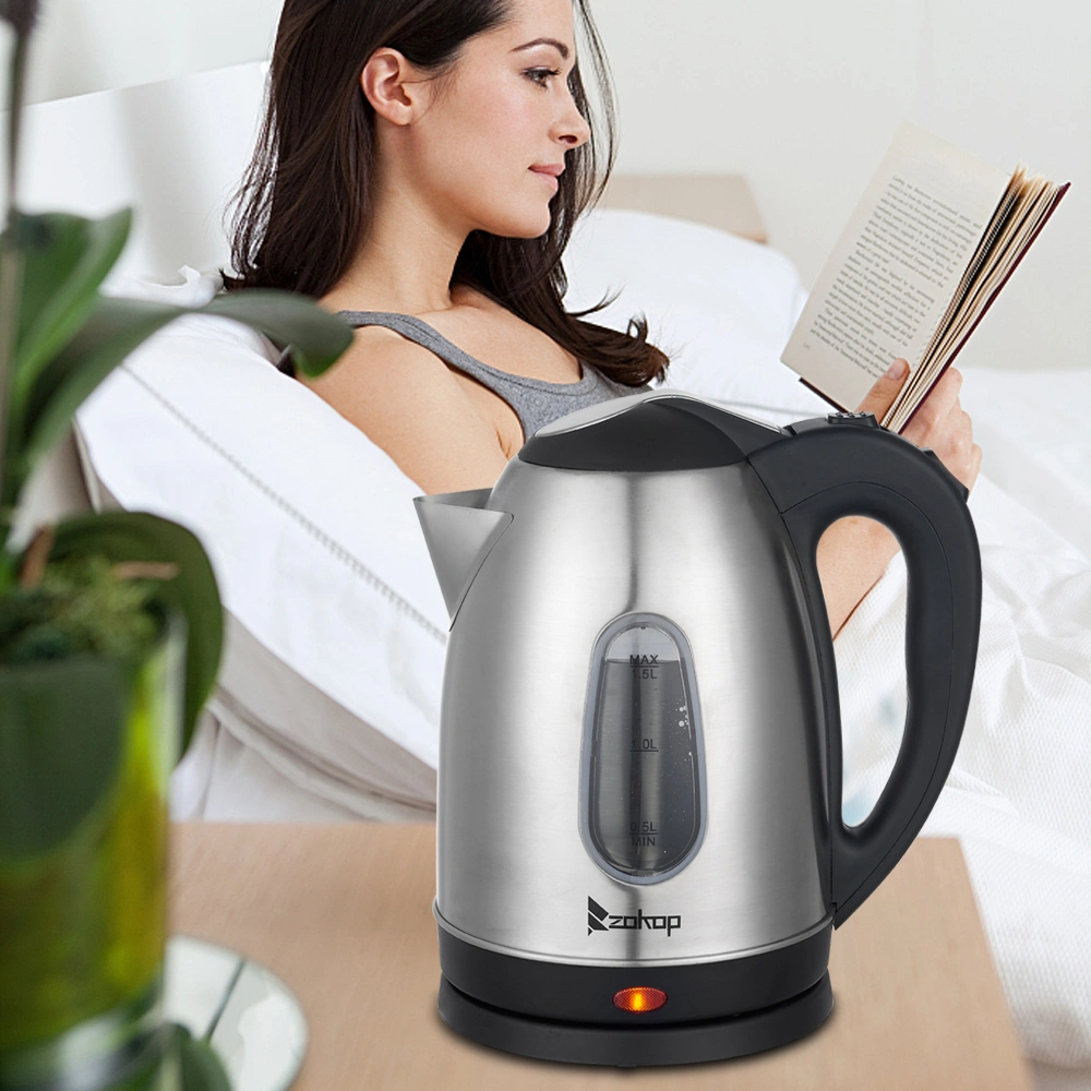 US Standard ZOKOP HD-1802S 120V 1200W 1.5L Stainless Steel Electric Kettle with Water Window [Same code 00574412] view 14