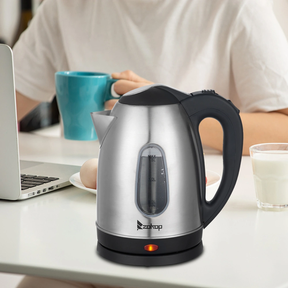 US Standard ZOKOP HD-1802S 120V 1200W 1.5L Stainless Steel Electric Kettle with Water Window [Same code 00574412] view 16