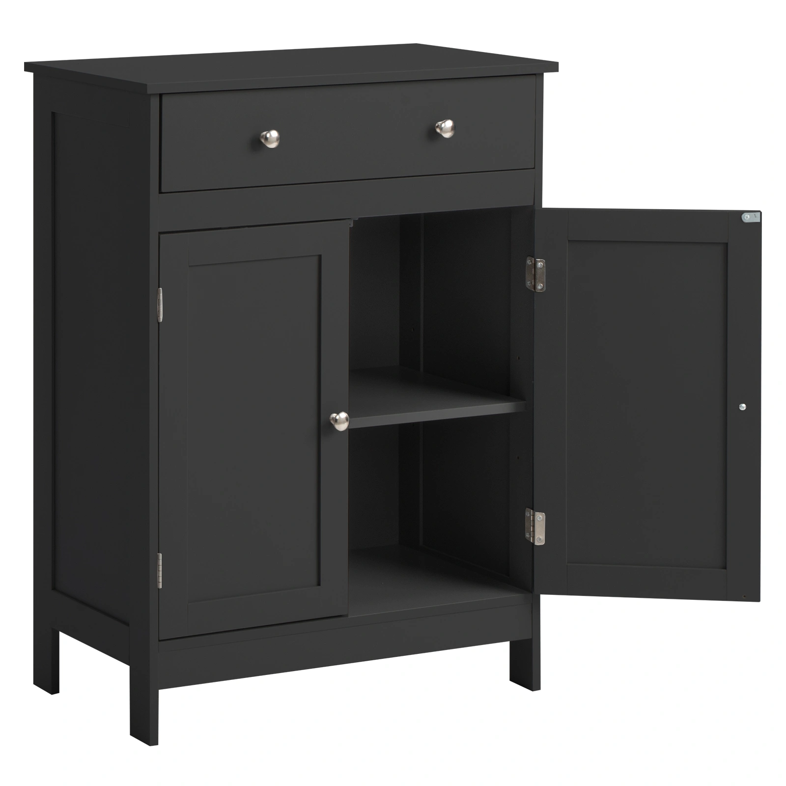 Black particleboard with melamine veneer, 60*30*80cm, double doors, single drawer, bathroom vanity view 3