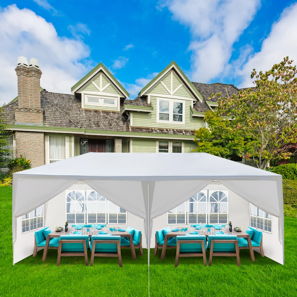10'x20' Outdoor Party Tent with 6 Removable Sidewalls, Waterproof Canopy Patio Wedding Gazebo, White view 10