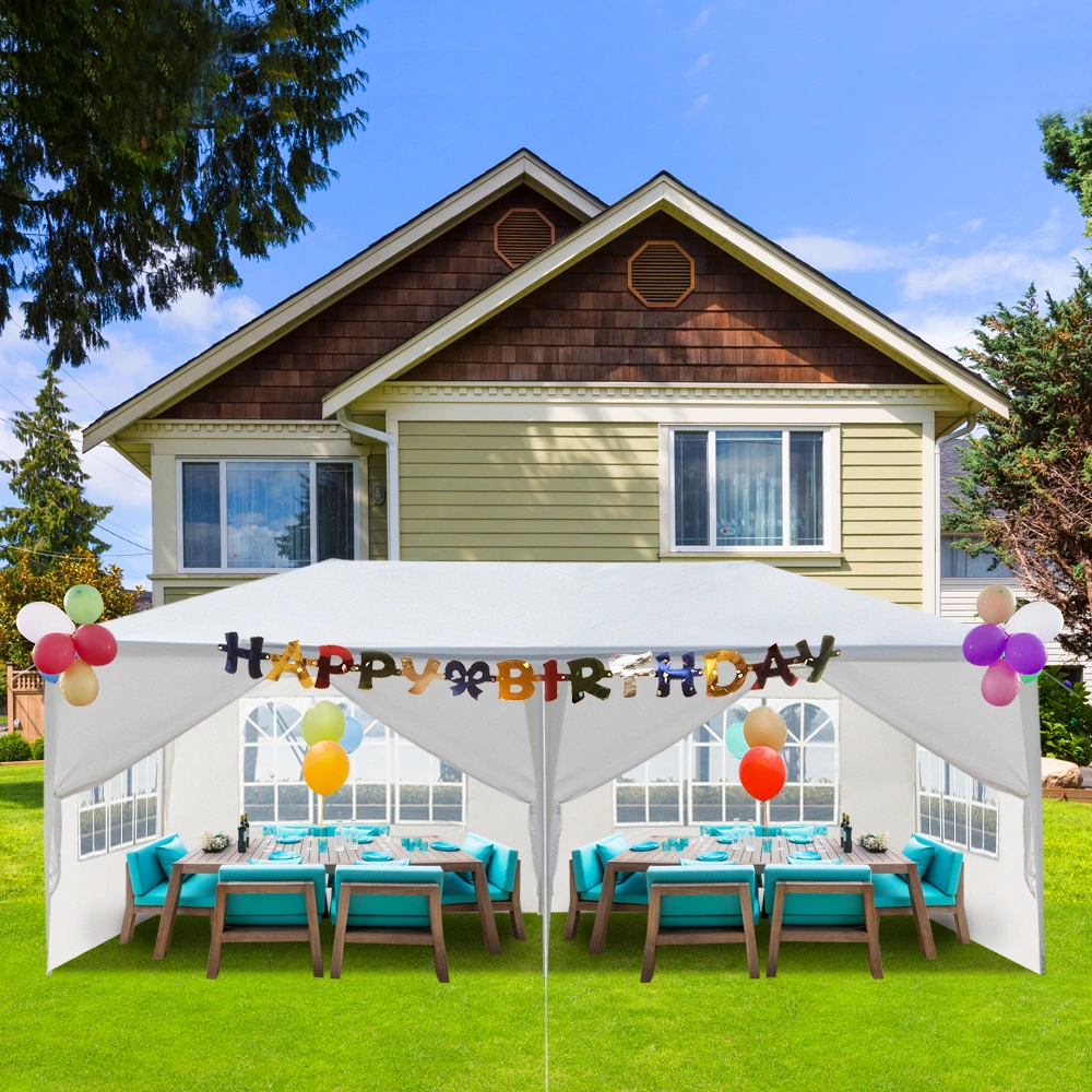 10'x20' Outdoor Party Tent with 6 Removable Sidewalls, Waterproof Canopy Patio Wedding Gazebo, White view 11