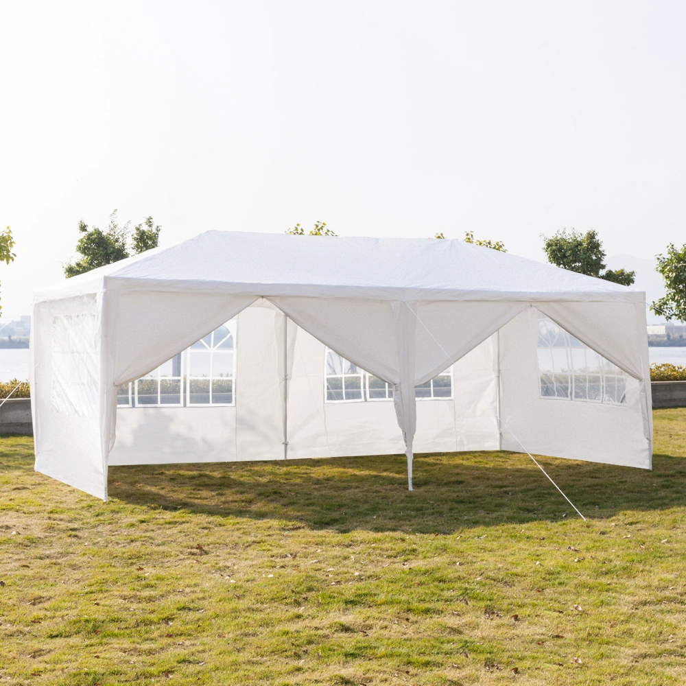10'x20' Outdoor Party Tent with 6 Removable Sidewalls, Waterproof Canopy Patio Wedding Gazebo, White view 16