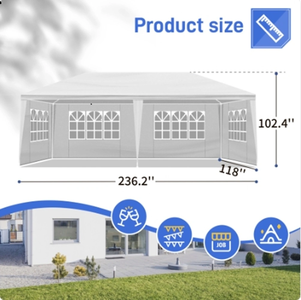 10'x20' Outdoor Party Tent with 6 Removable Sidewalls, Waterproof Canopy Patio Wedding Gazebo, White view 22