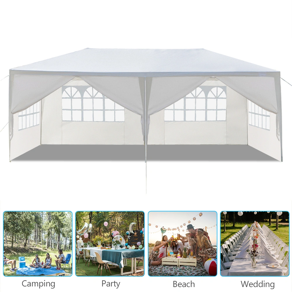 10'x20' Outdoor Party Tent with 6 Removable Sidewalls, Waterproof Canopy Patio Wedding Gazebo, White view 9
