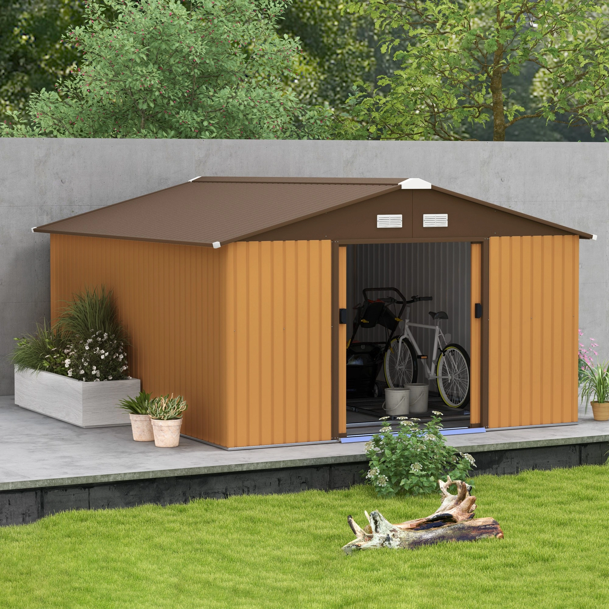 Heavy Duty Garden Shed - Outdoor Resin Storage Shed with Ventilation, Weatherproof Backyard Shed