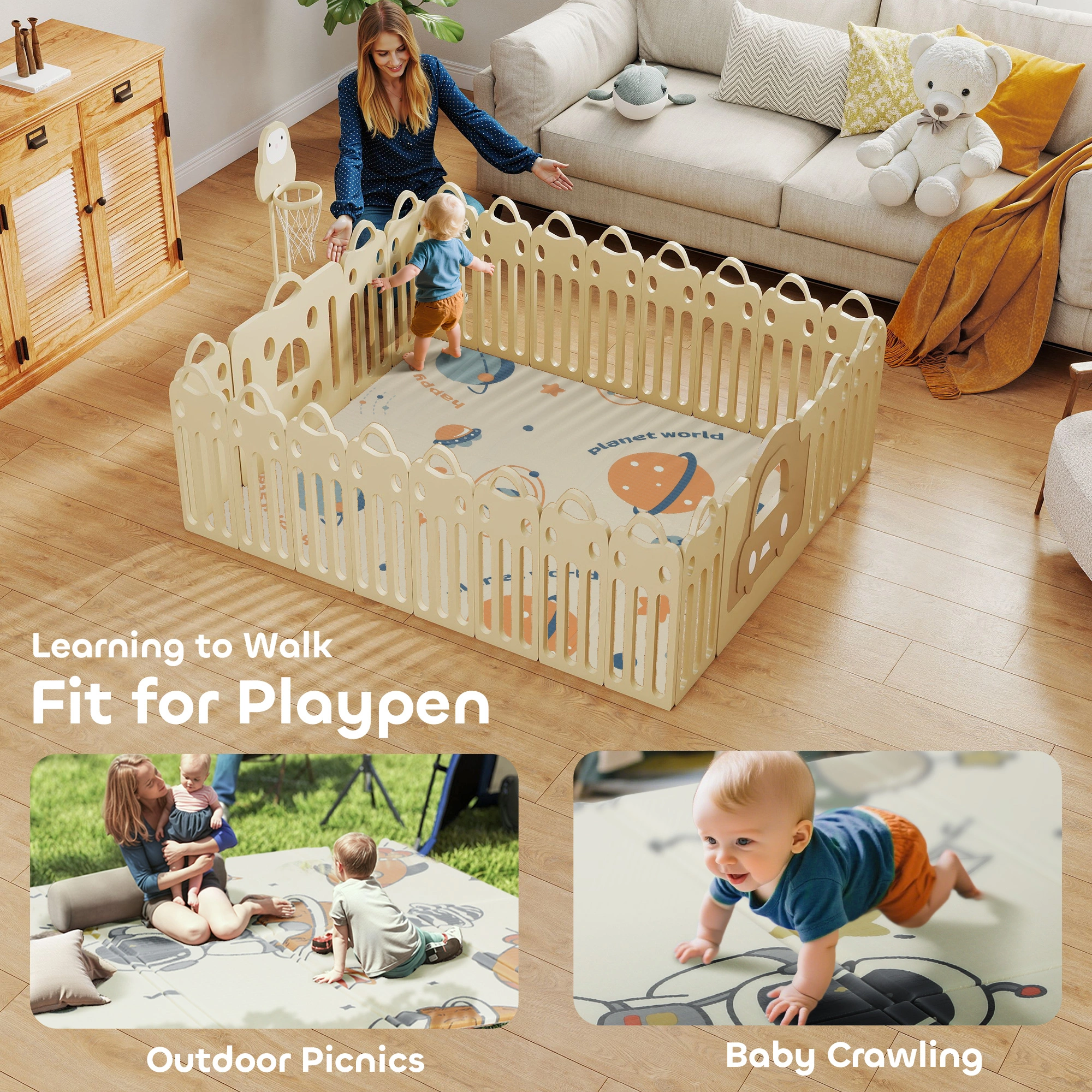 Extra Thick Baby Play Mat 5mm, Non-Toxic EVA Foam Puzzle Tiles, Interlocking Play Mat for Crawling, Toddler Learning & Indoor Play view 5